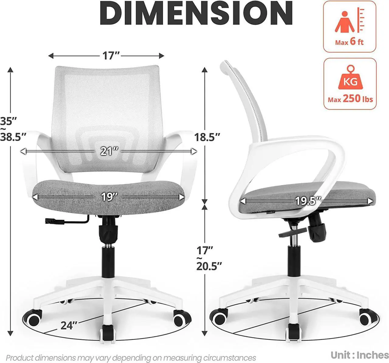 Alt view image 3 of 6 - NEO CHAIR Office Computer Desk Chair Gaming-Ergonomic Mid Back Cushion Lumbar Support with Wheels Comfortable Blue Mesh Racing Seat Adjustable Swivel Rolling Home Executive (Grey)