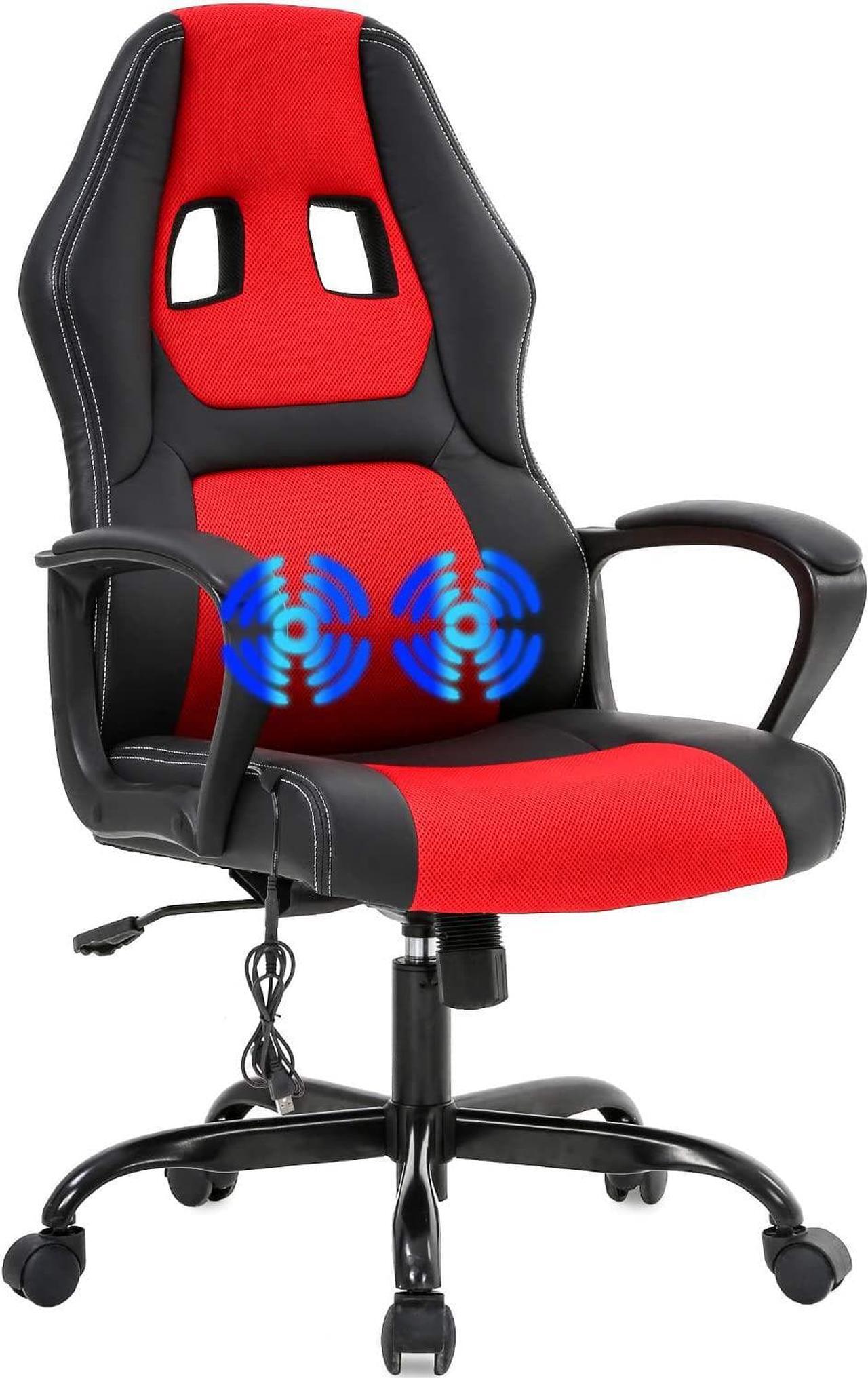 Main image of Gaming Chair Ergonomic Office Chair Racing Desk Chair Massage PU Leather Adjustable Chair with Lumbar Support Headrest Armrest Task Rolling Swivel Computer Chair for Adults(Red)