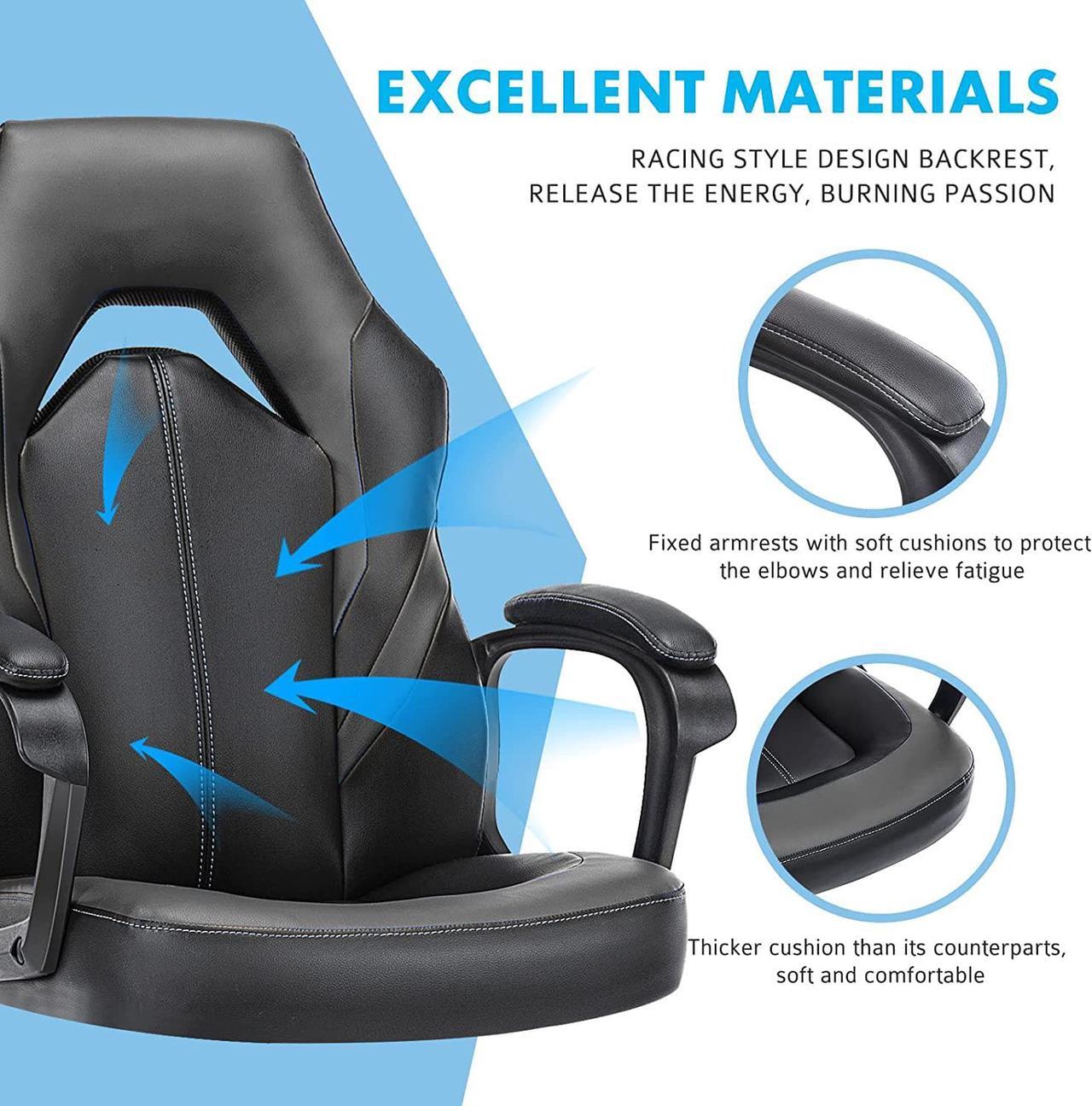 Alt view image 7 of 7 - OLIXIS Computer Gaming PU Leather Ergonomic Office Swivel Desk Lumbar Support, Executive Chair with Padded Armrest and Seat Cushion for Adults, Grey