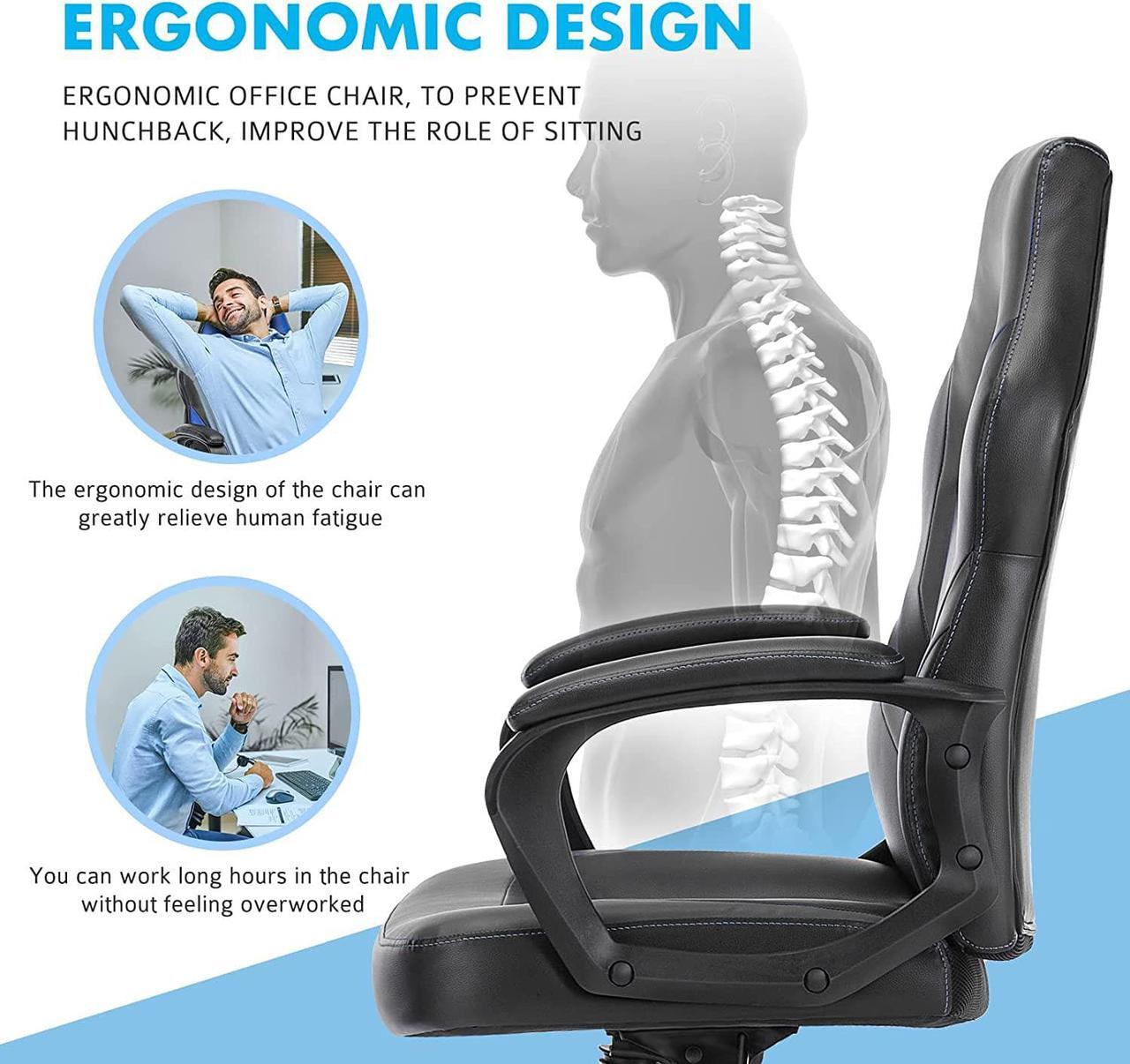 Alt view image 6 of 7 - OLIXIS Computer Gaming PU Leather Ergonomic Office Swivel Desk Lumbar Support, Executive Chair with Padded Armrest and Seat Cushion for Adults, Grey