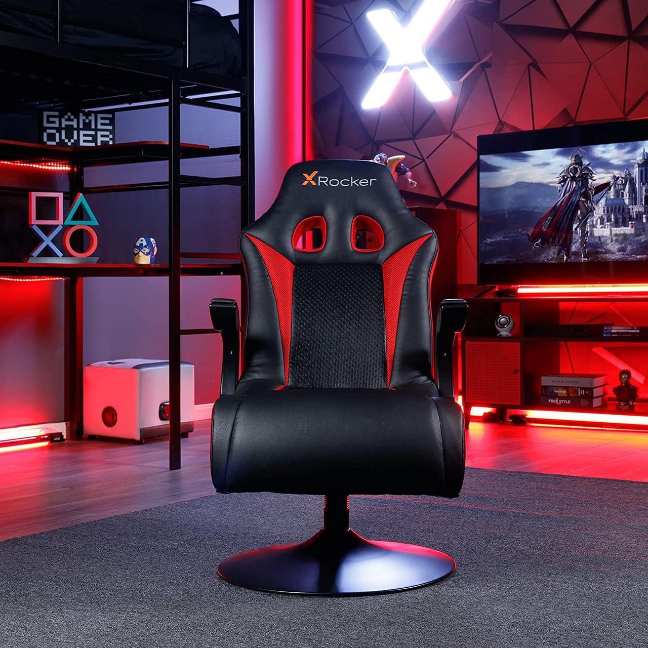 Alt view image 2 of 7 - X Rocker, 5125401, Vibe 2.1 Bluetooth Pedestal Gaming Chair, 33.2 x 24 x 39.7, Black/Red