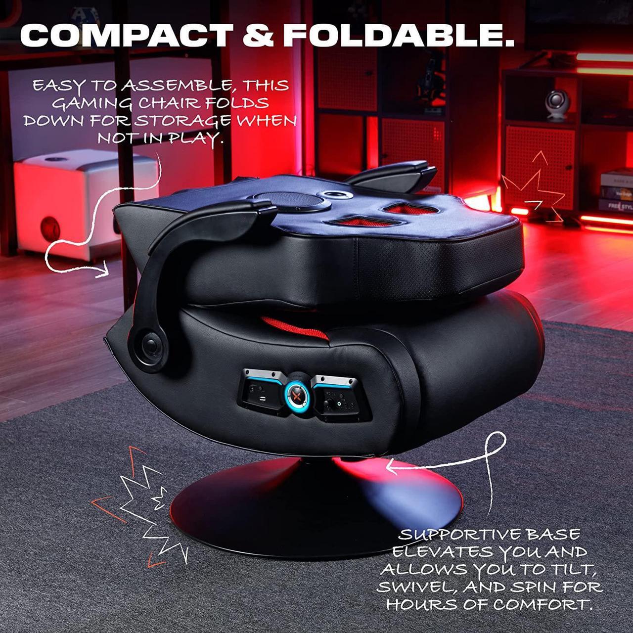 Alt view image 6 of 7 - X Rocker, 5125401, Vibe 2.1 Bluetooth Pedestal Gaming Chair, 33.2 x 24 x 39.7, Black/Red