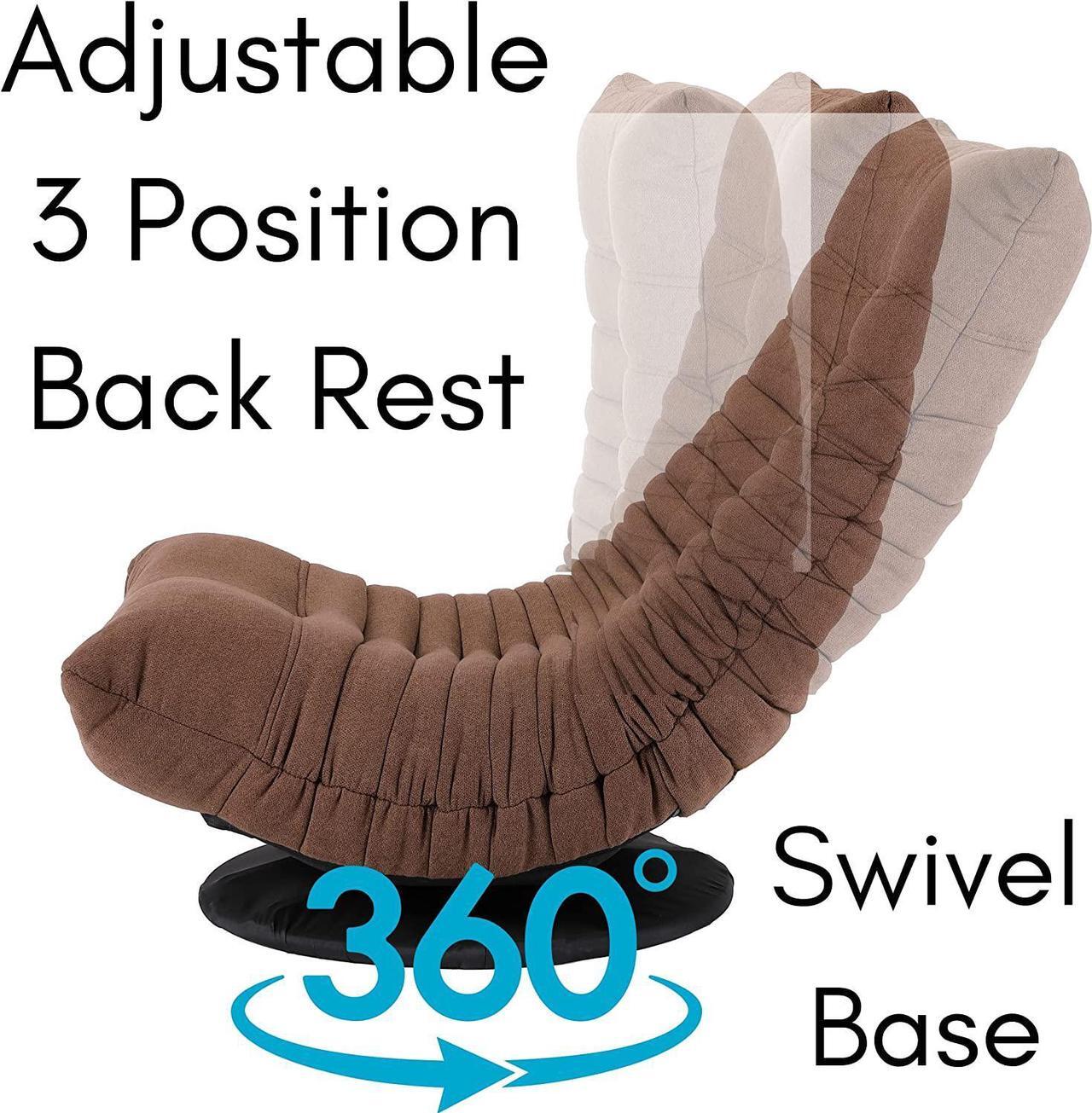 Alt view image 7 of 7 - BIRDROCK HOME Swivel Floor Chair for Adults or Kids | 30.5" H x 23.64" W. 8" Thick Cushion | Brown | 360 Rotating Gaming Seats | Comfy Back Support | Foldable Banana Chair