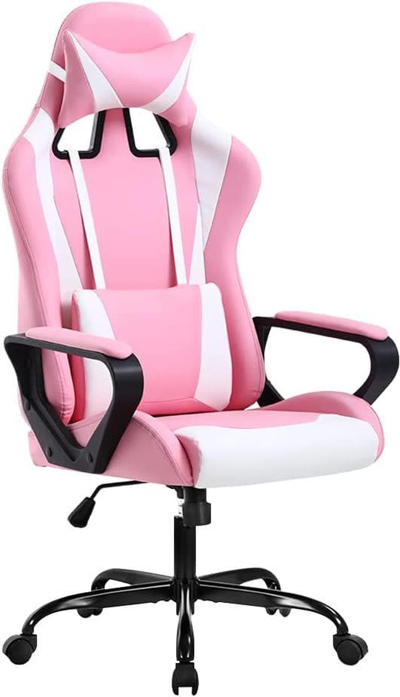 Main image of Gaming Chair High Back Ergonomic Leather Office Chair Adjustable Swivel Desk Chair Reclining Racing PC Computer Chair with Lumbar Support and Headrest for Back Pain Adults TeensPink