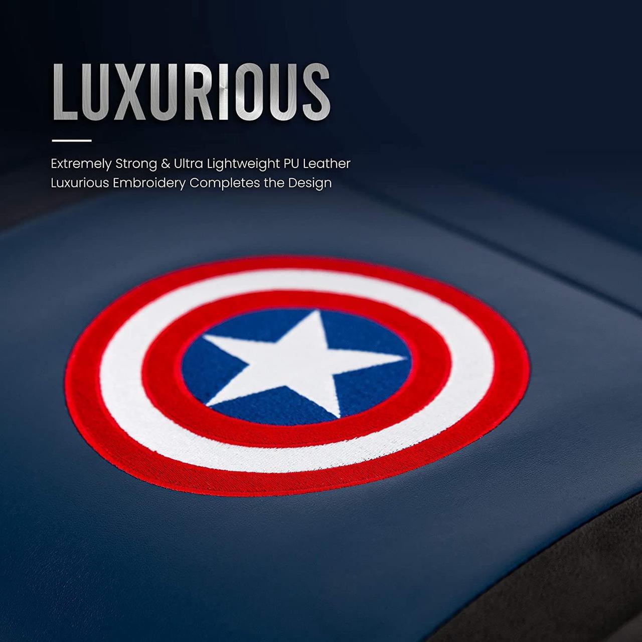 Alt view image 5 of 6 - NEO CHAIR Licensed Marvel Multi-Use Stool w/Wheel : Video Game Stool Gaming Chair Stool Footstool Simple Chair Footrest Meeting Chair Swivel Height Adjustable (Captain America Blue)