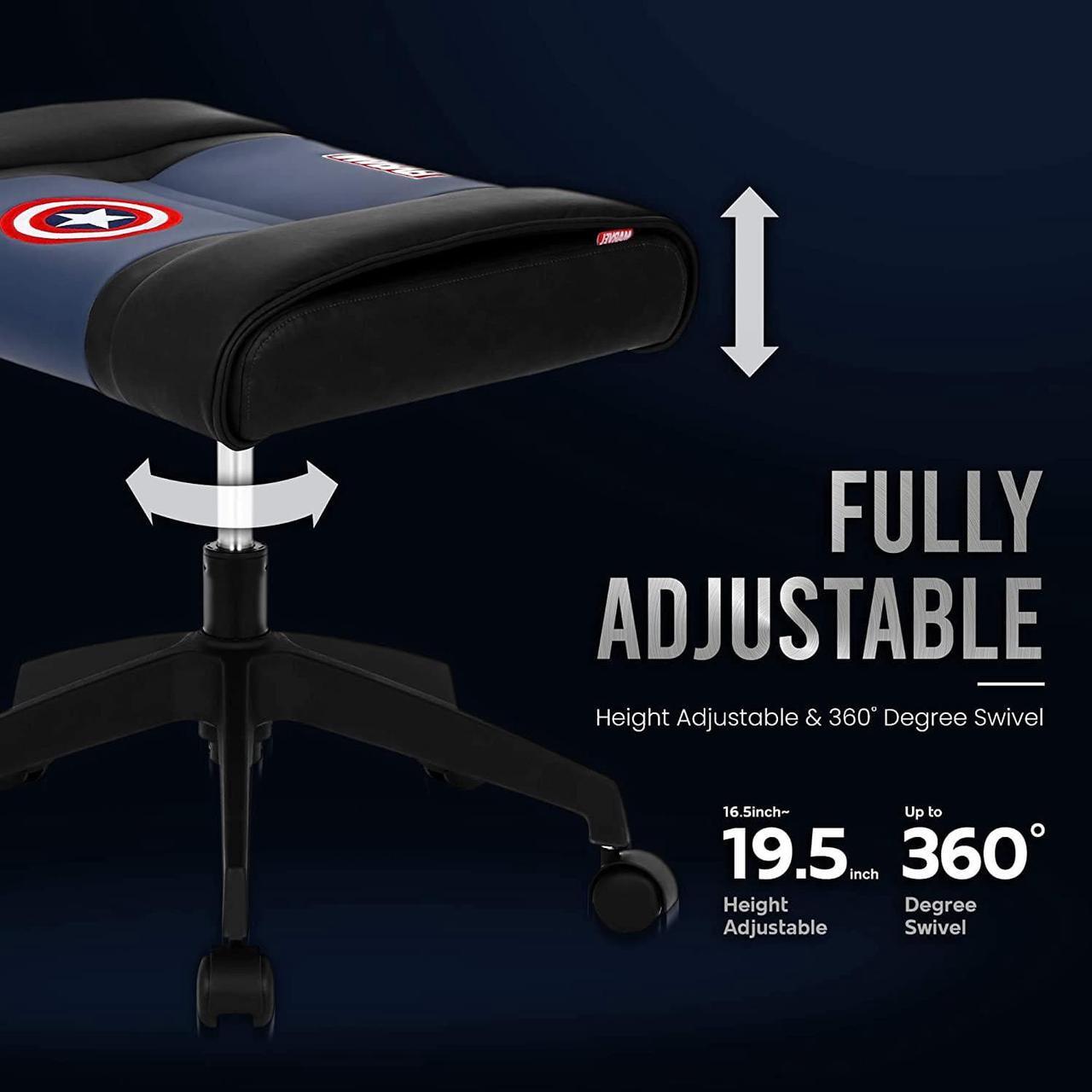 Alt view image 4 of 6 - NEO CHAIR Licensed Marvel Multi-Use Stool w/Wheel : Video Game Stool Gaming Chair Stool Footstool Simple Chair Footrest Meeting Chair Swivel Height Adjustable (Captain America Blue)