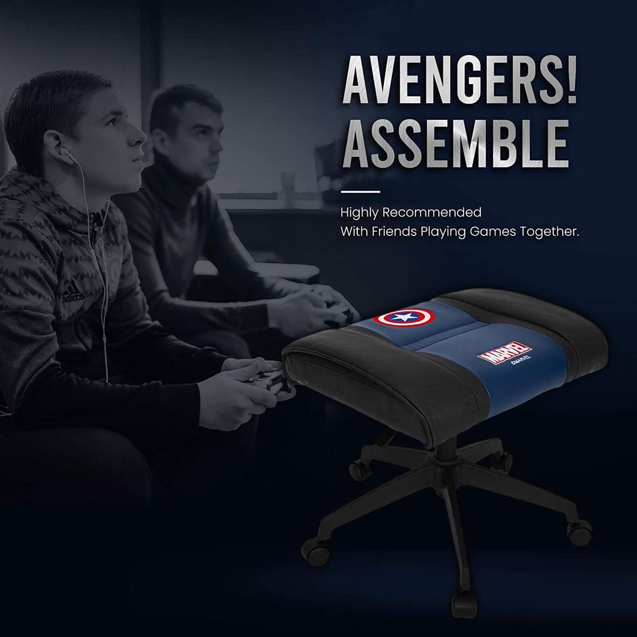 Alt view image 2 of 6 - NEO CHAIR Licensed Marvel Multi-Use Stool w/Wheel : Video Game Stool Gaming Chair Stool Footstool Simple Chair Footrest Meeting Chair Swivel Height Adjustable (Captain America Blue)