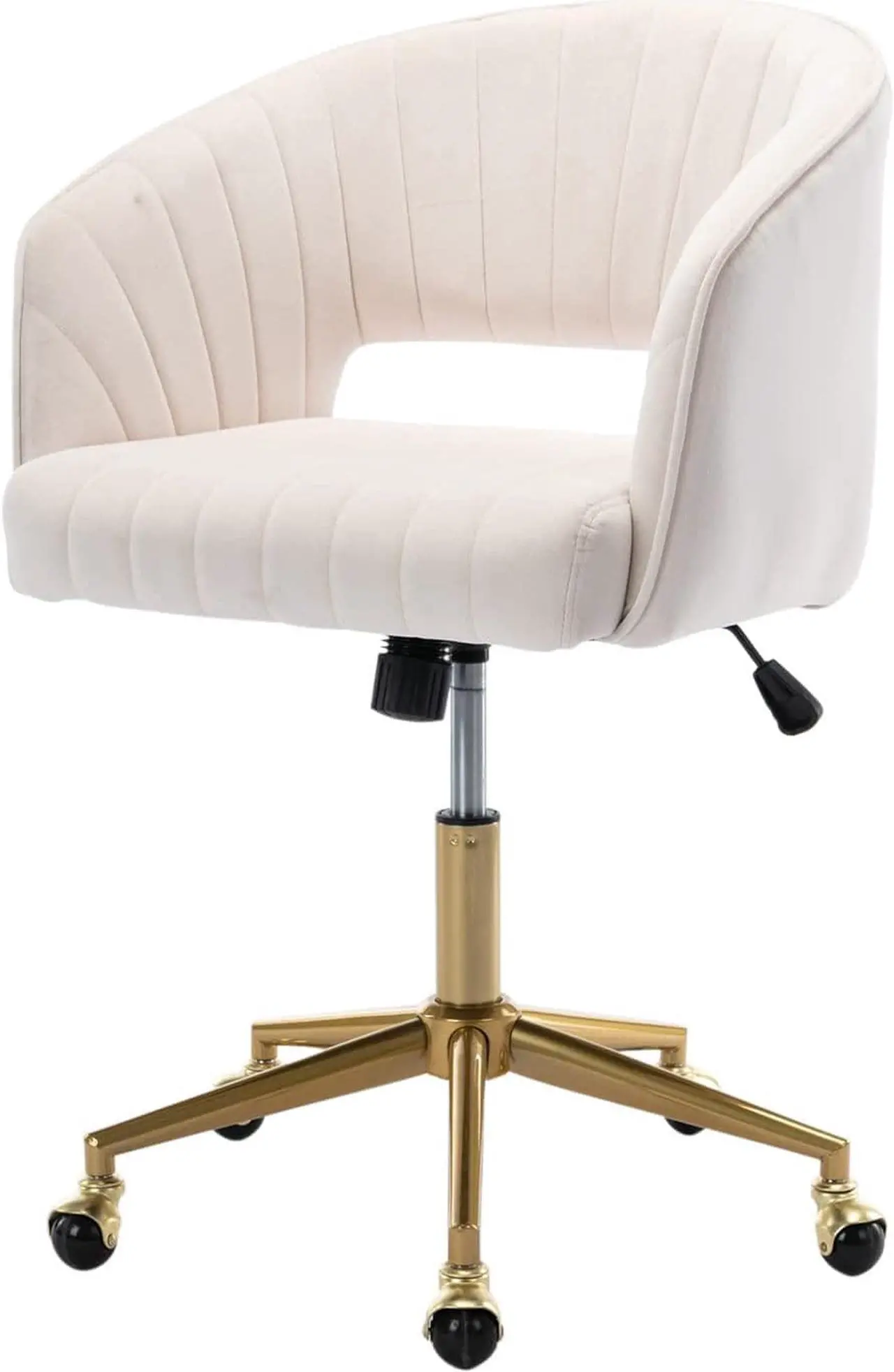 Main image of Nrizc Velvet Office Desk Chair, Upholstered Home Office Desk Chairs with Adjustable Swivel Wheels, Ergonomic Office Chair for Living Room, Bedroom, Office, Vanity Study (Beige)