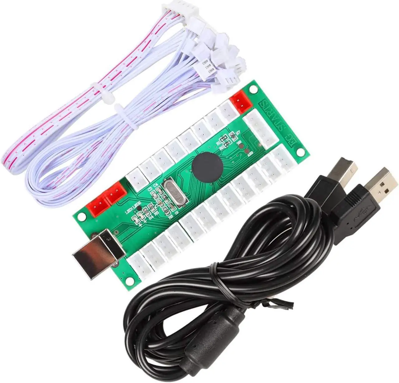 Alt view image 5 of 7 - EG STARTS 2 Player Arcade Games DIY Kit Parts 2 Ellipse Oval Joystick Handles + 20 LED lit Arcade Buttons (Mixed Color Kit)