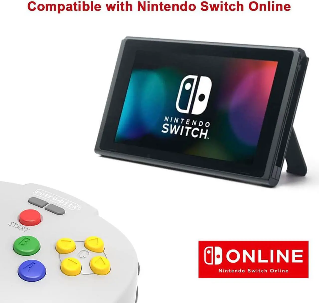Alt view image 5 of 7 - Retro-Bit Tribute 64 2.4 GHz Wireless Controller V2 for Nintendo 64 (N64), Switch, PC, MacOS, RetroPie, Raspberry Pi and Other USB Devices (Classic Gray)