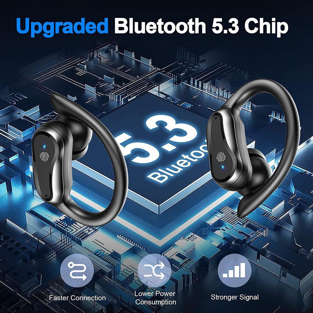 Alt view image 2 of 7 - Wireless Earbuds Bluetooth 5.3 Headphones 42Hrs Playtime in Ear Buds Sports Earphones with Hi-Fi Stereo, Over-Ear Earhooks Headset with Dual LED Display/IP7 Waterproof/Noise Cancelling for Workout