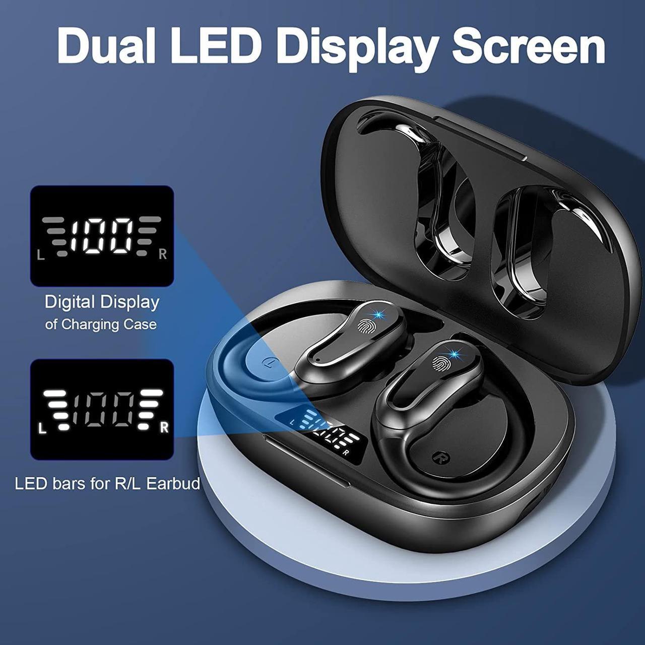 Alt view image 5 of 7 - Wireless Earbuds Bluetooth 5.3 Headphones 42Hrs Playtime in Ear Buds Sports Earphones with Hi-Fi Stereo, Over-Ear Earhooks Headset with Dual LED Display/IP7 Waterproof/Noise Cancelling for Workout