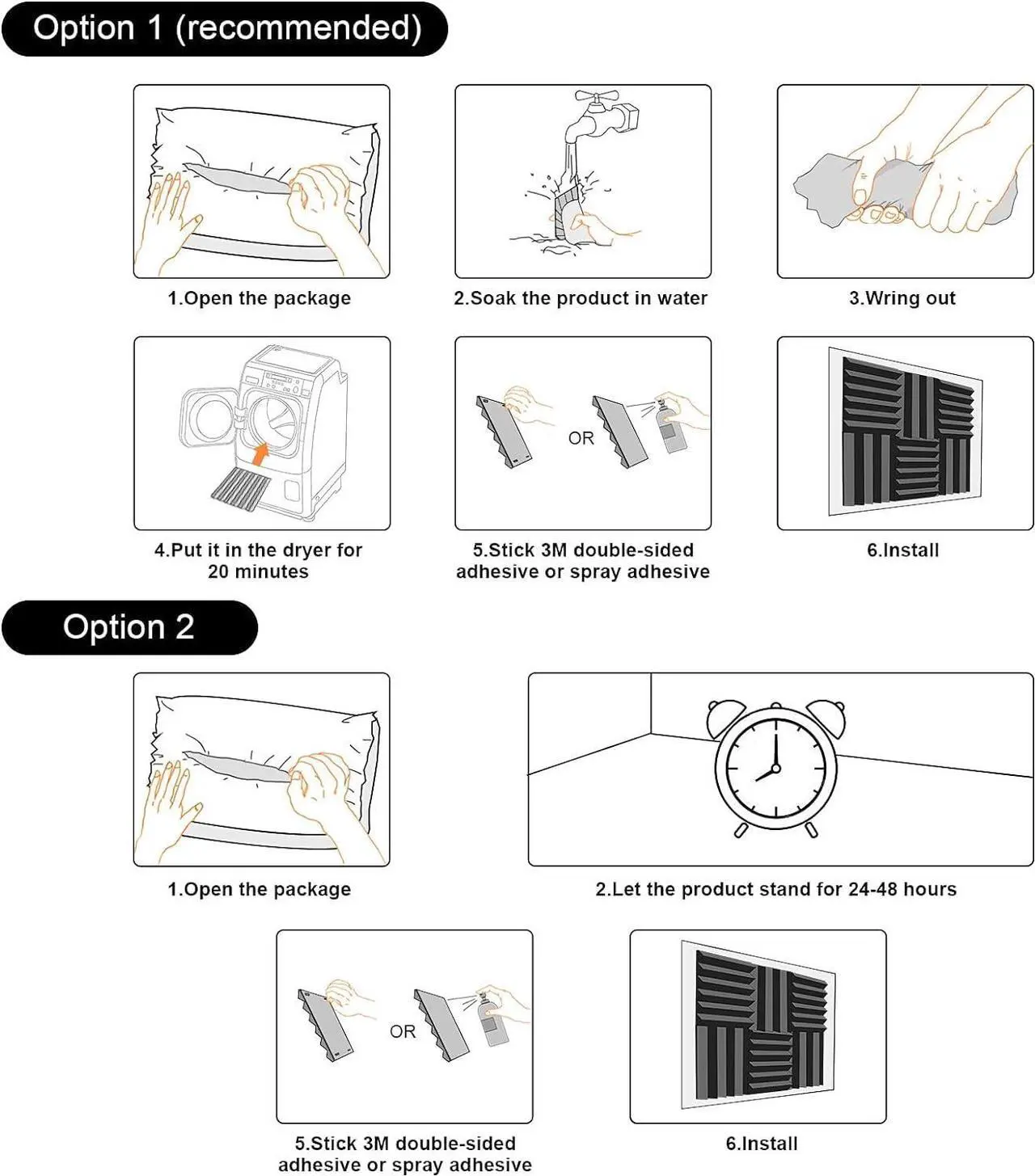 Alt view image 6 of 7 - JBER 12 Pack Acoustic Foam Panels, 1" X 12" X 12" Studio Soundproofing Wedges Fire Resistant Sound Proof Padding Acoustic Treatment Foam (Black)