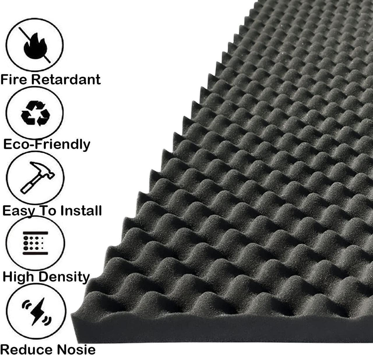 Alt view image 2 of 4 - KTOESHEO 4 PCS Acoustic Panels,48''X24''X2'' Egg Crate Foam Soundproof Foam Wall Panels,High Density Fireproof Noise Cancelling Foam Studio Foam Panel,Noise (Black)