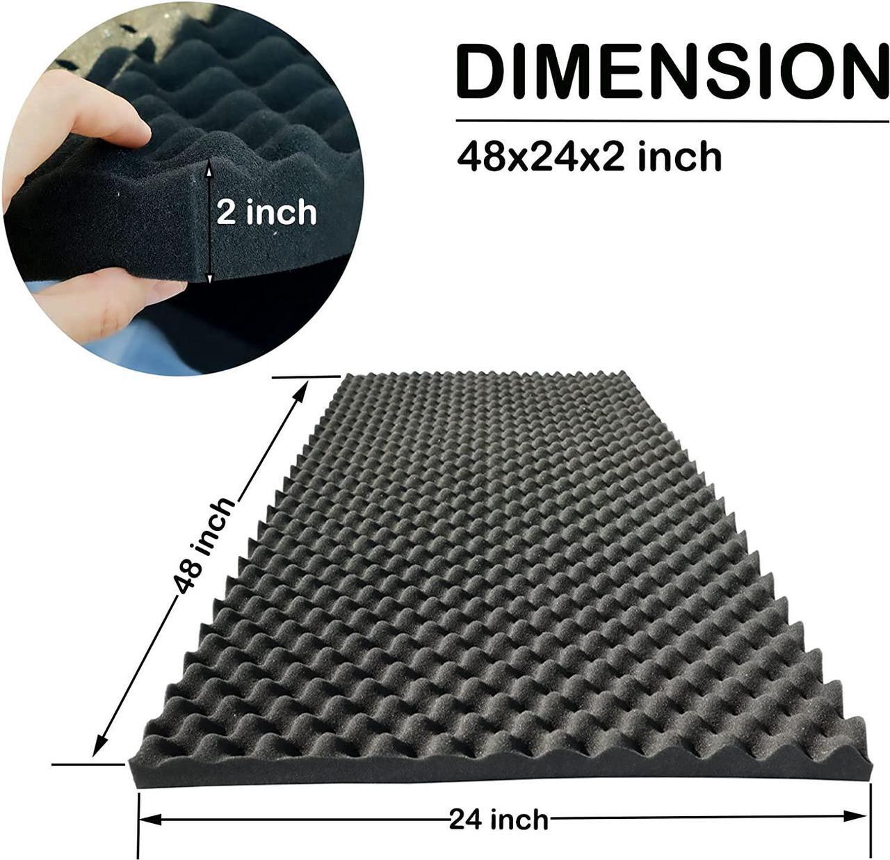 Alt view image 4 of 4 - KTOESHEO 4 PCS Acoustic Panels,48''X24''X2'' Egg Crate Foam Soundproof Foam Wall Panels,High Density Fireproof Noise Cancelling Foam Studio Foam Panel,Noise (Black)