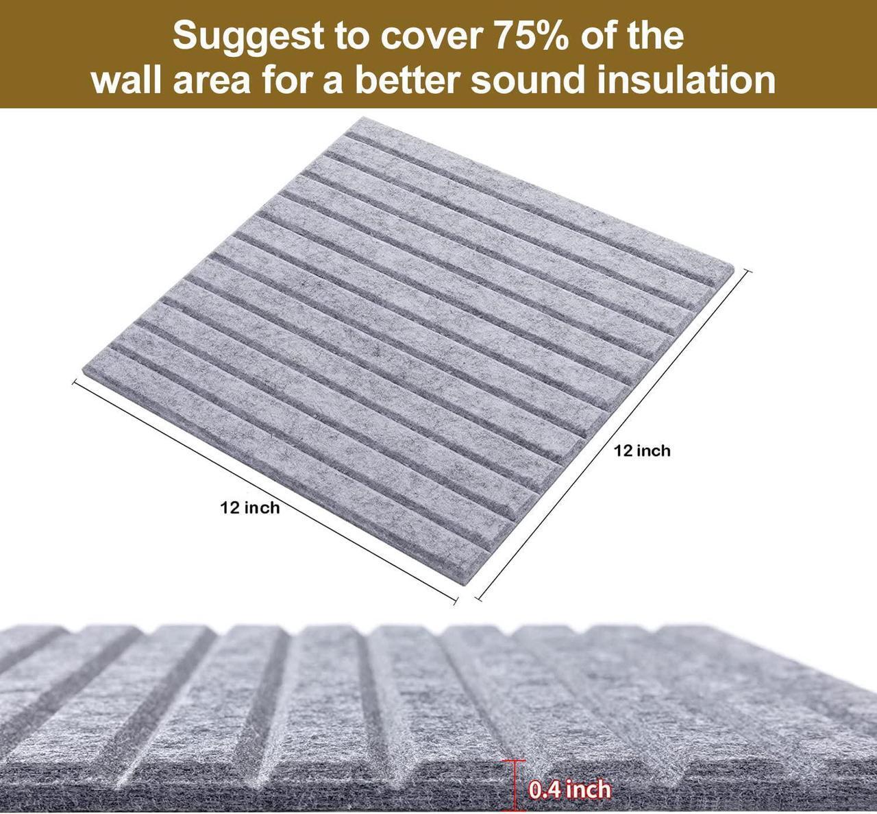Alt view image 4 of 7 - 16 Pcs Pro Grade Soundproof Wall Panels,Acoustic Panels,Premium Sound Panels,Better than Foam,Wedge Design,with Adhesive on Back,For Acoustical Treatments/Professional Studio,12×12×0.4 in(Light grey)