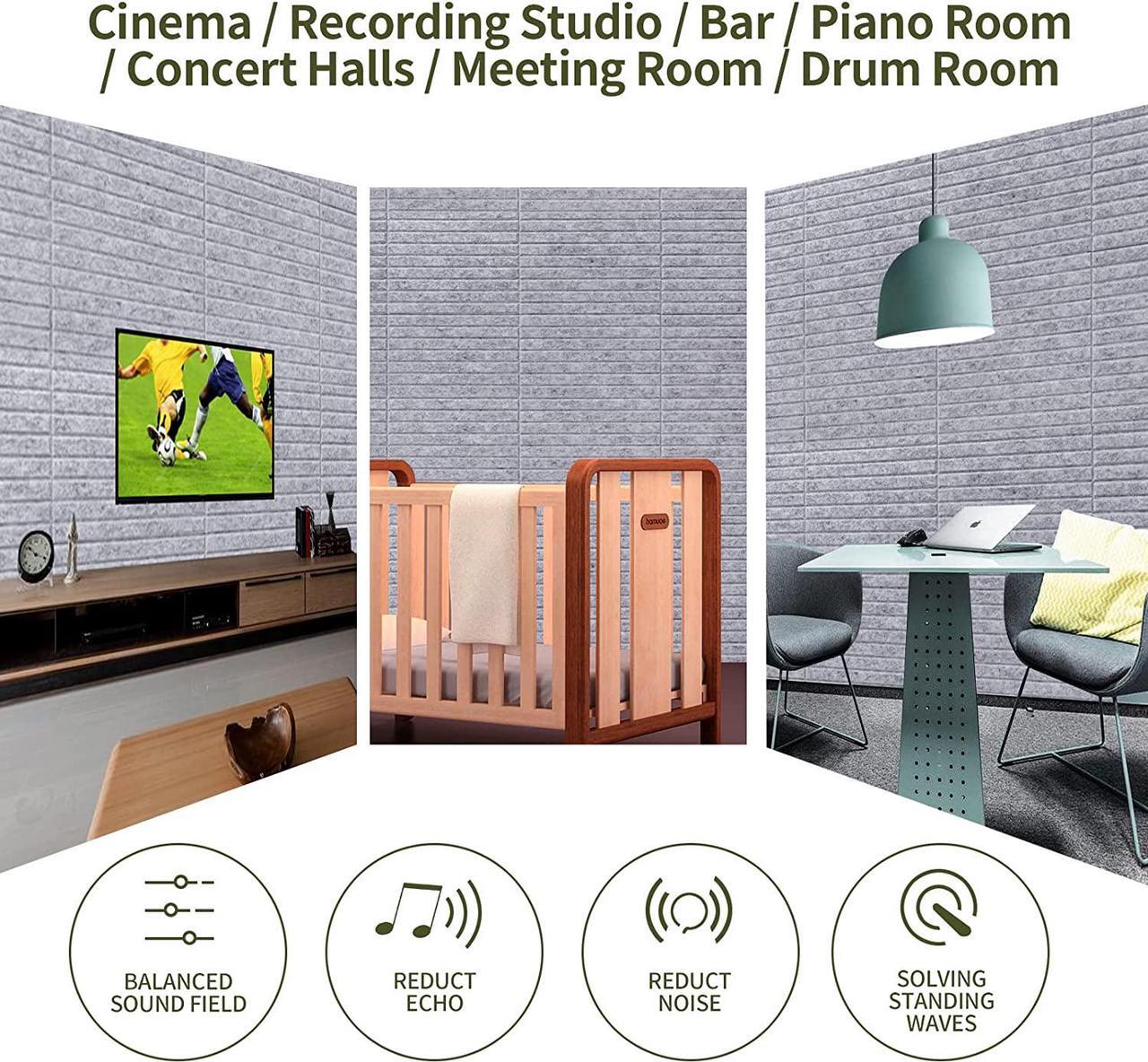 Alt view image 7 of 7 - 16 Pcs Pro Grade Soundproof Wall Panels,Acoustic Panels,Premium Sound Panels,Better than Foam,Wedge Design,with Adhesive on Back,For Acoustical Treatments/Professional Studio,12×12×0.4 in(Light grey)