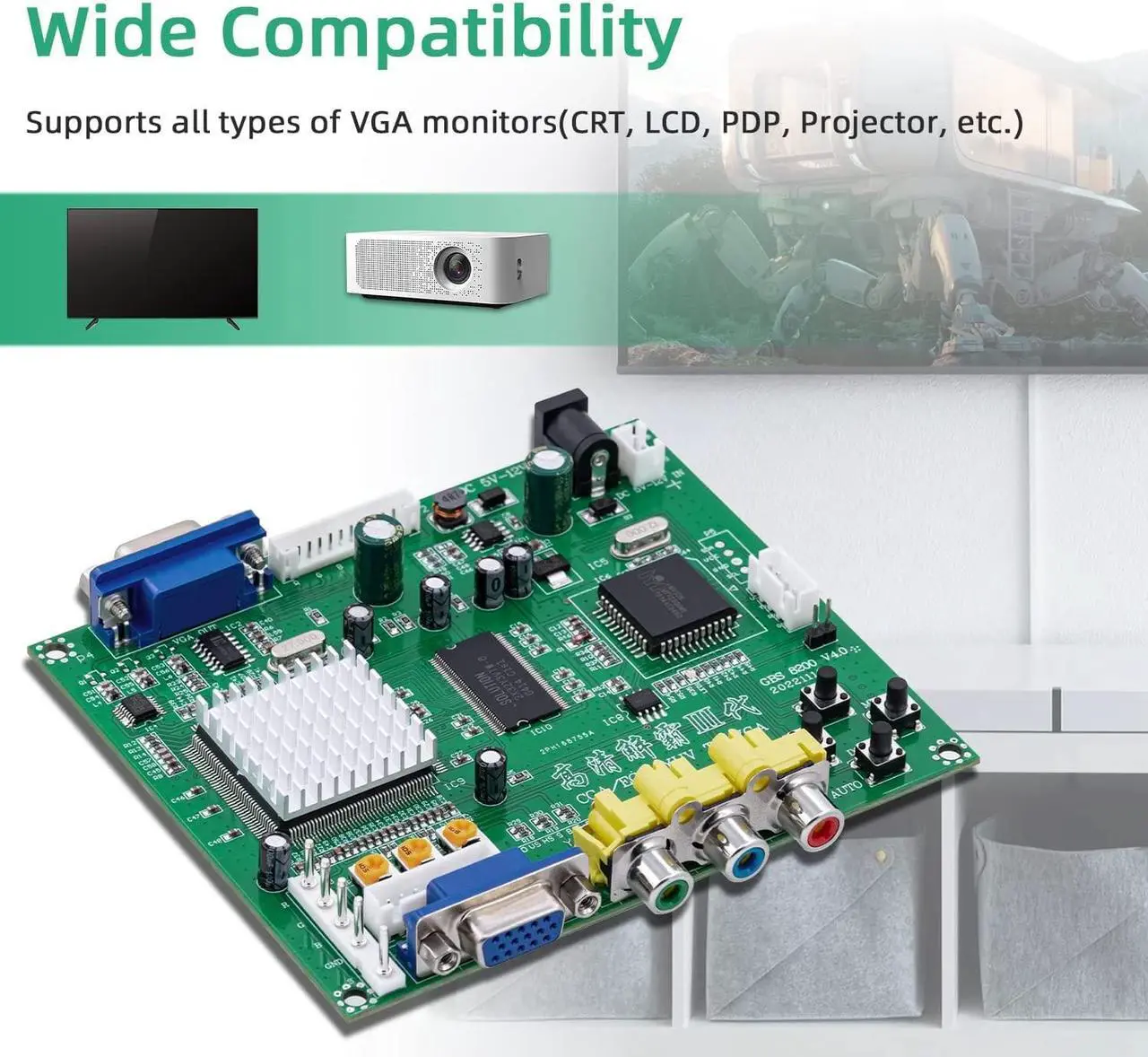 Alt view image 4 of 7 - Arcade Game RGB/CGA/EGA to VGA HD Game Video Output Converter Board for Arcade Monitor to CRT LCD PDP Projector