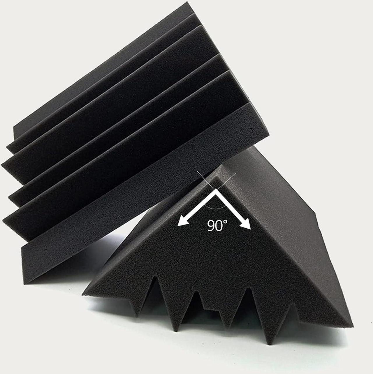 Alt view image 3 of 7 - Acoustic Foam Bass Traps 8 Pack, 12" X 7" X 7" Corner Bass Trap, Sound Absorbing Foam, High Density Studio Foam