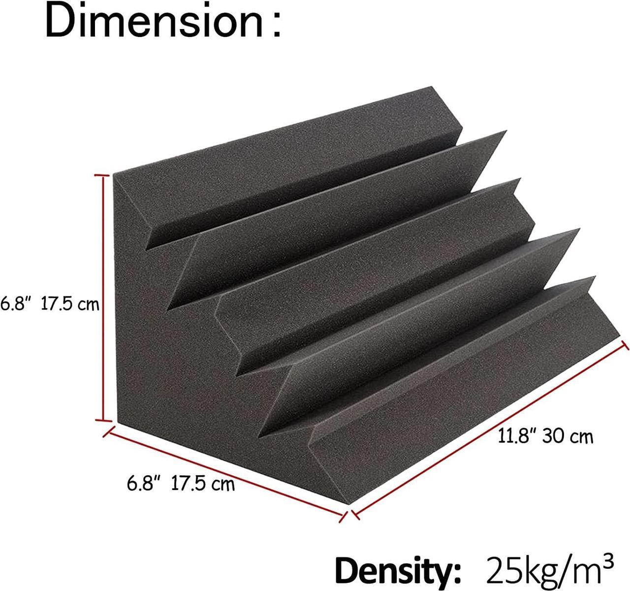 Alt view image 2 of 7 - Acoustic Foam Bass Traps 8 Pack, 12" X 7" X 7" Corner Bass Trap, Sound Absorbing Foam, High Density Studio Foam