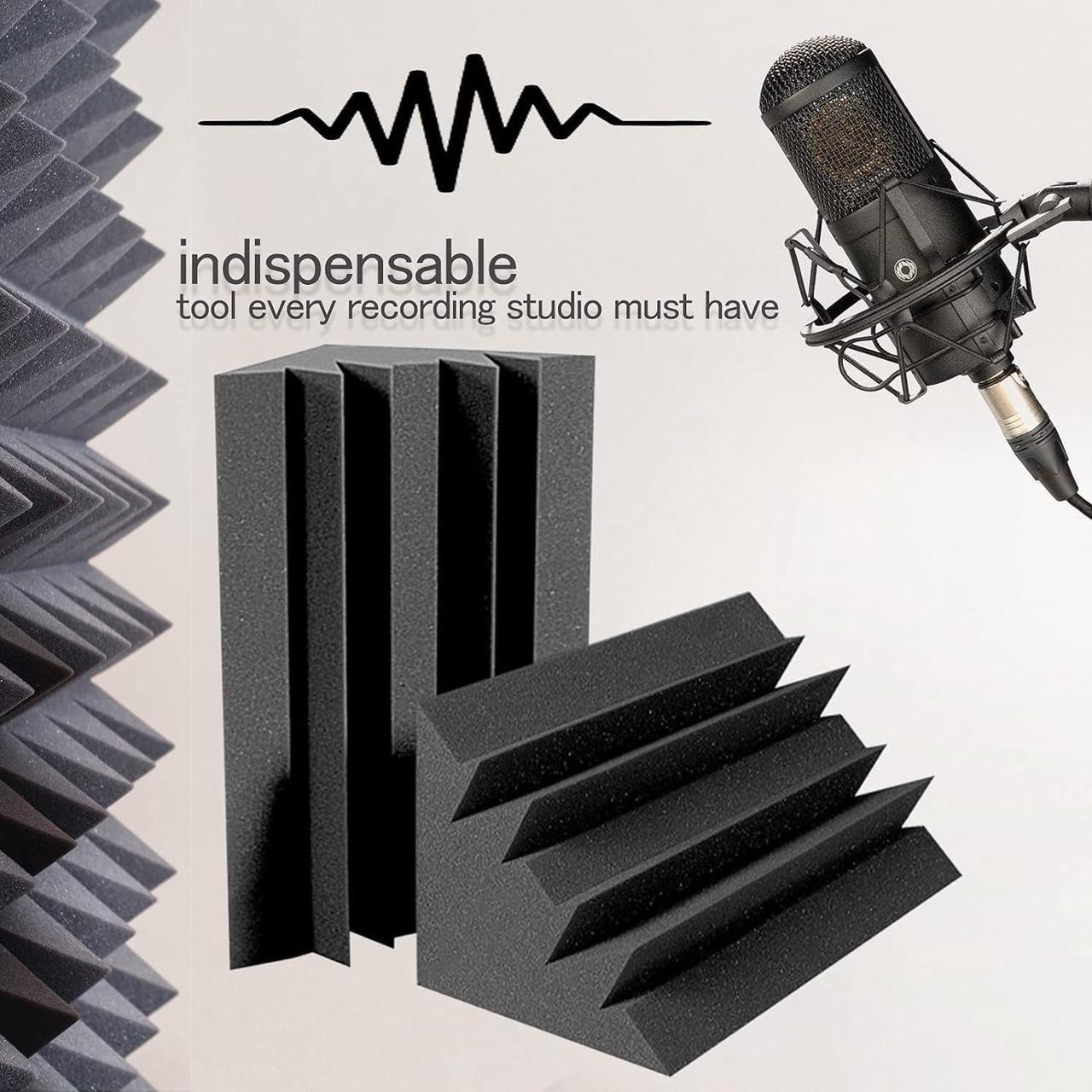 Alt view image 4 of 7 - Acoustic Foam Bass Traps 8 Pack, 12" X 7" X 7" Corner Bass Trap, Sound Absorbing Foam, High Density Studio Foam