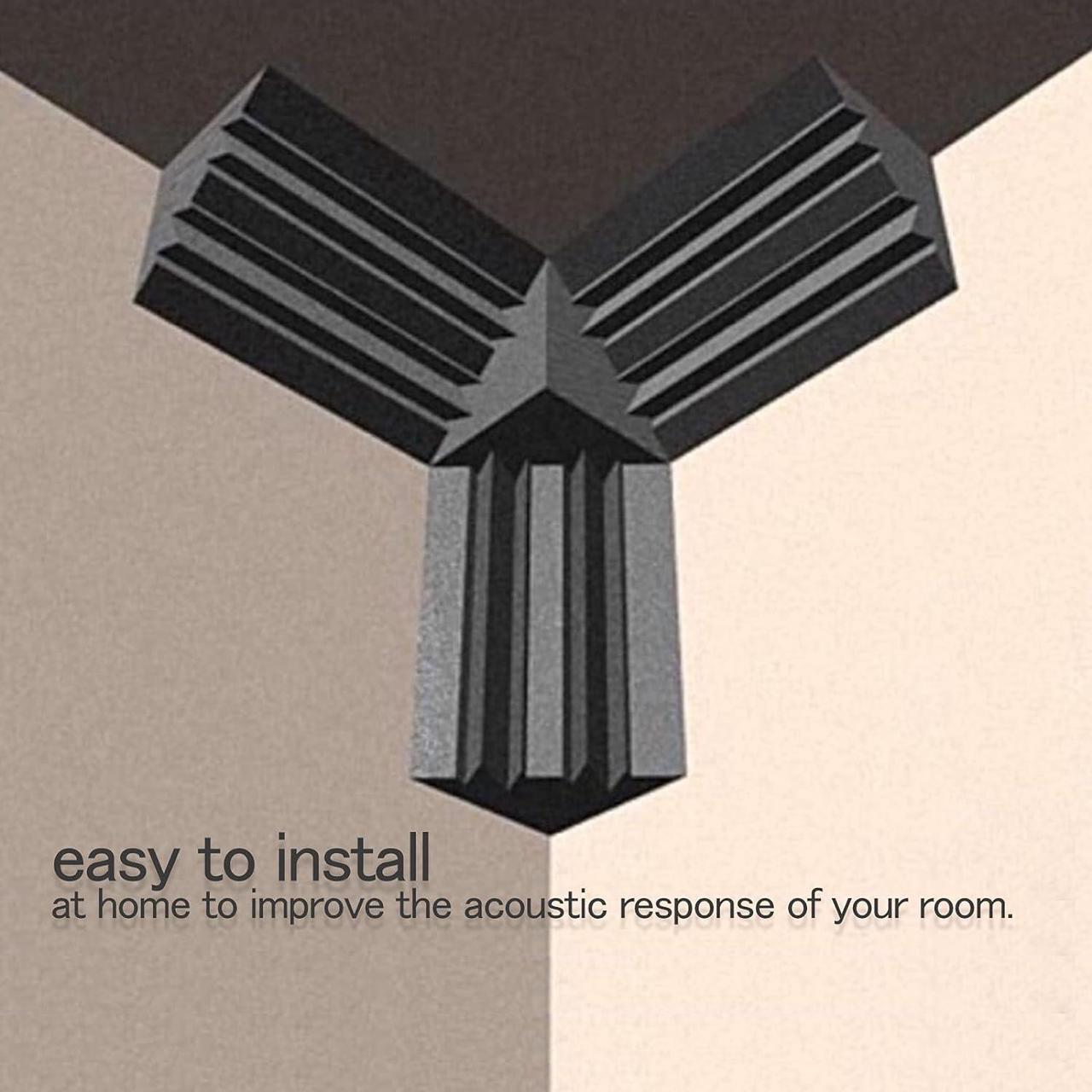 Alt view image 5 of 7 - Acoustic Foam Bass Traps 8 Pack, 12" X 7" X 7" Corner Bass Trap, Sound Absorbing Foam, High Density Studio Foam