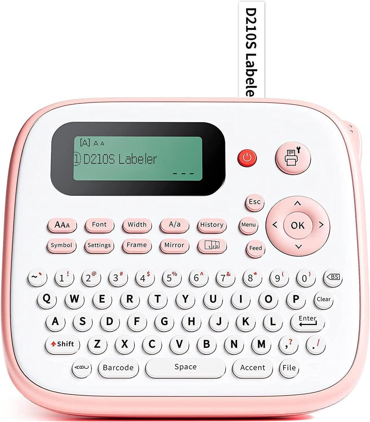 Main image of Vixic Pink Label Makers,D210S Labeler Machine,Portable 12mm Label Printer,QWERTY Keyboard,500+Symbols,AC Adapter(Inclued),Labeling Sticker for Home Office School Small Buessiness Organized