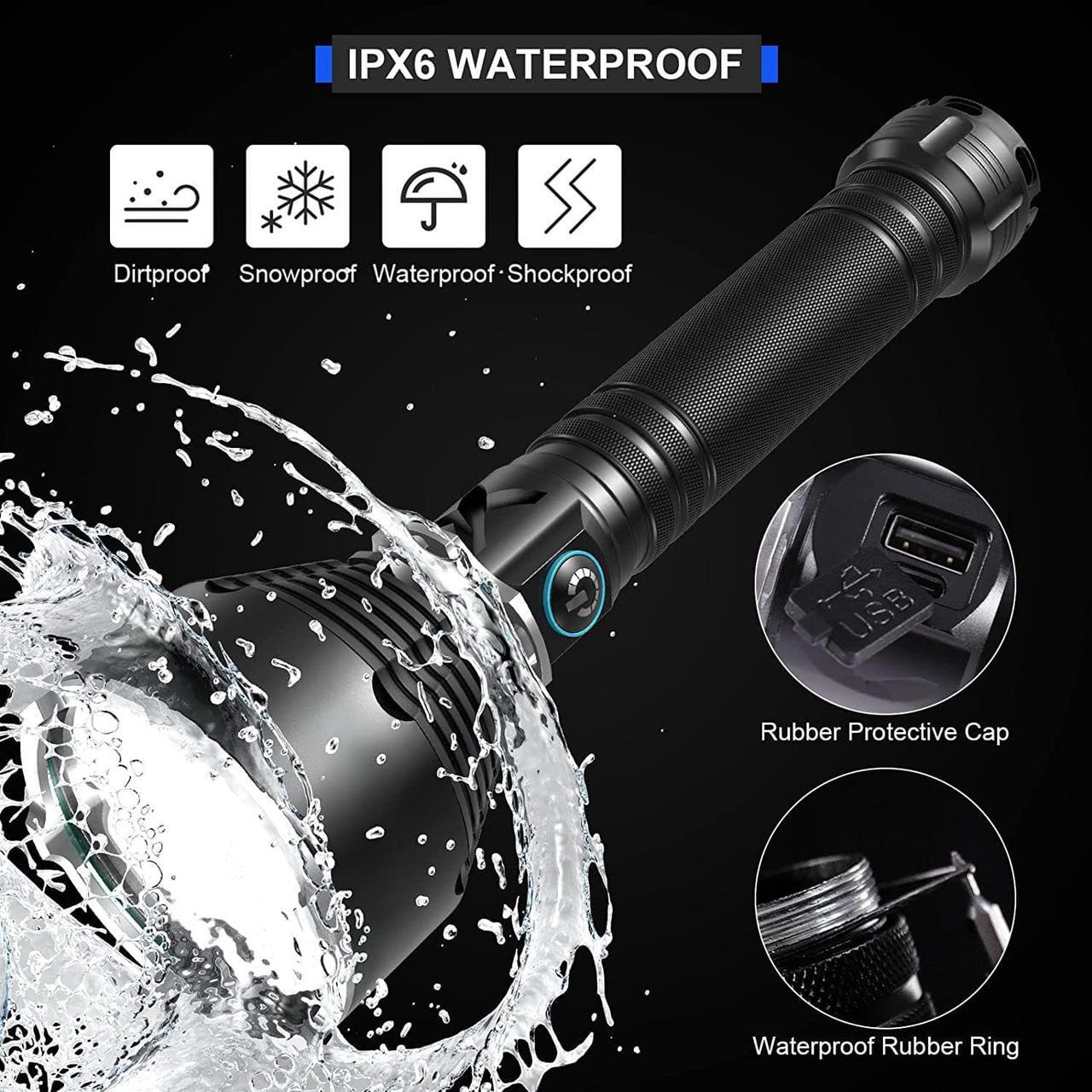 Alt view image 5 of 6 - Rechargeable Flashlights High Lumens, 200000 Lumens Super Bright LED Flashlight with ATTERY, High Powered Flashlight with 3 Modes/Waterproof - Powerful Handheld Flashlights for Camping Emergencies