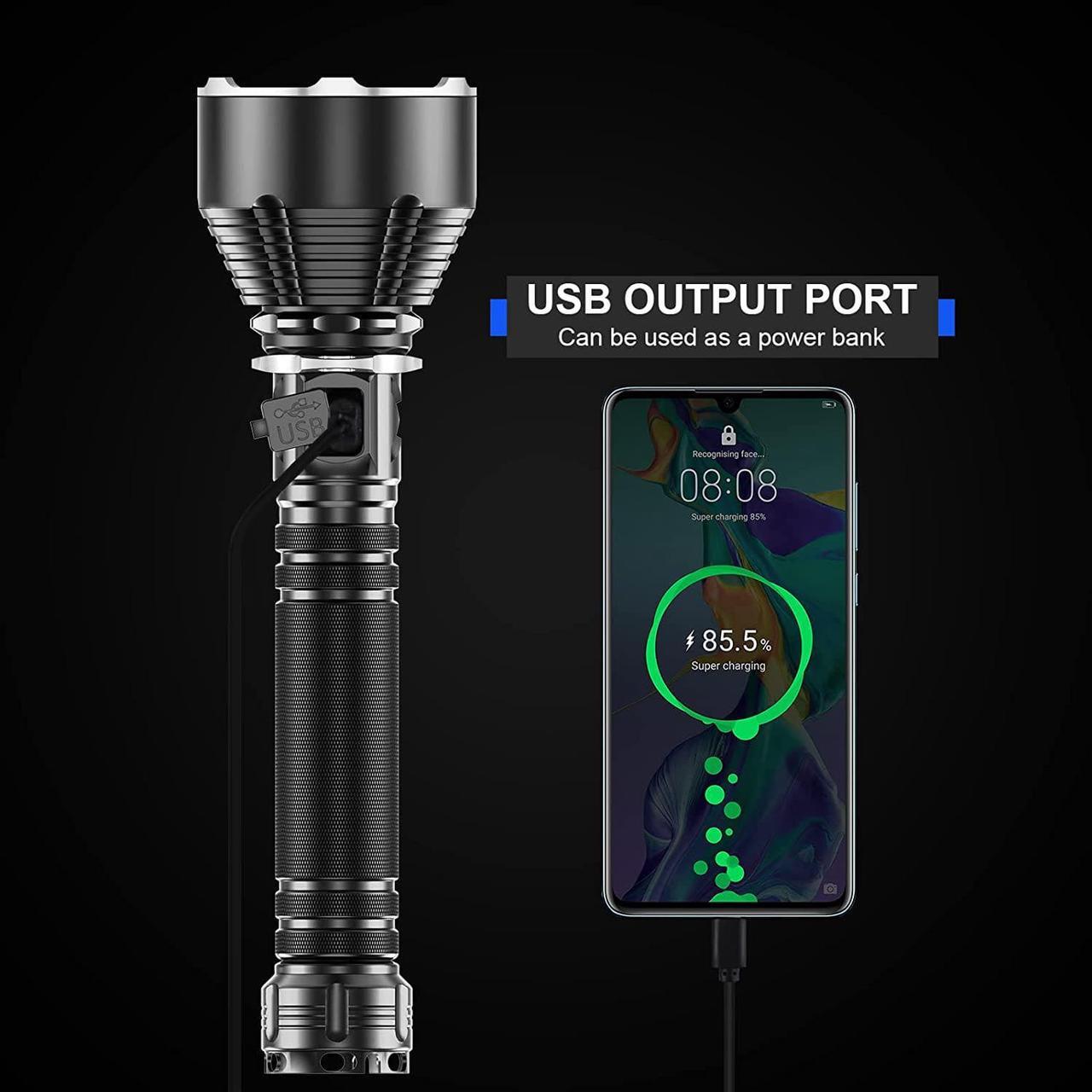 Alt view image 6 of 6 - Rechargeable Flashlights High Lumens, 200000 Lumens Super Bright LED Flashlight with ATTERY, High Powered Flashlight with 3 Modes/Waterproof - Powerful Handheld Flashlights for Camping Emergencies