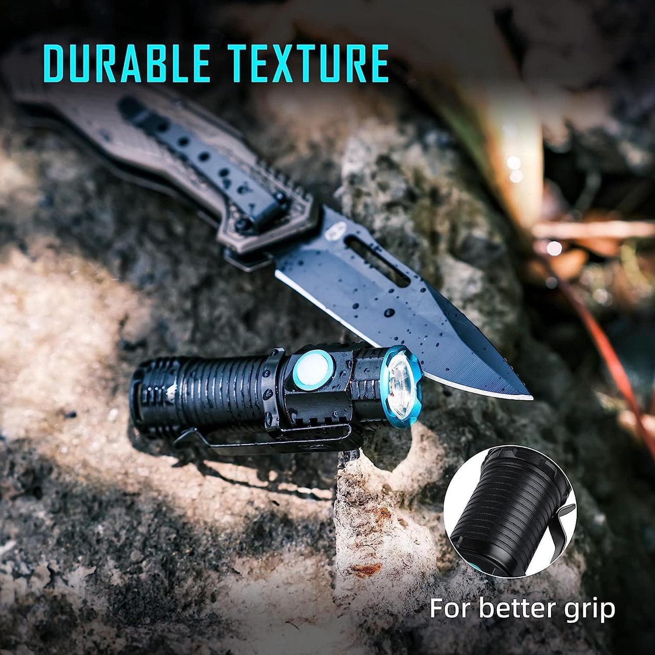 Alt view image 7 of 7 - lexall Small Flashlight, 1200 High Lumens, USB Rechargeable Compact LED Flashlight with Clip, Mini Pocket Sized EDC Flashlight with Unique Tail Design(2 Pack)