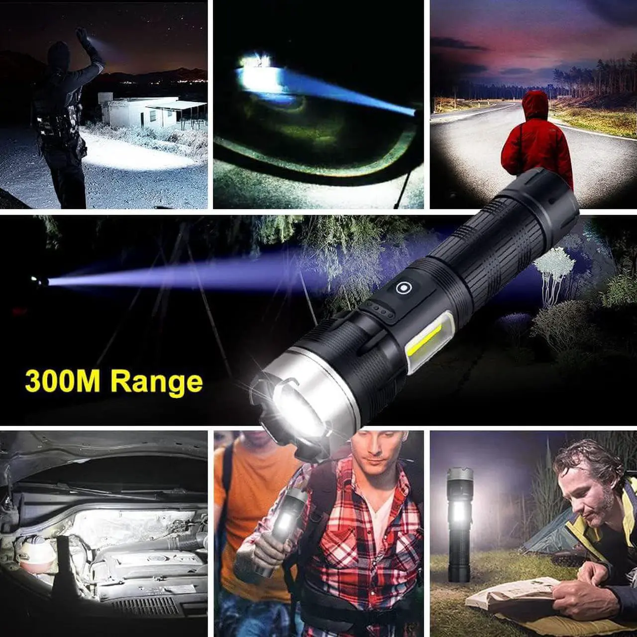 Alt view image 7 of 7 - Worlds Smallest Brightest Flashlight High Lumen 1000000 Military Rechargeable Zoom Searchlights Lantern Combo with Red Light Optional for Kids Camping Hiking Daily Use Car Hunting Fishing, Black