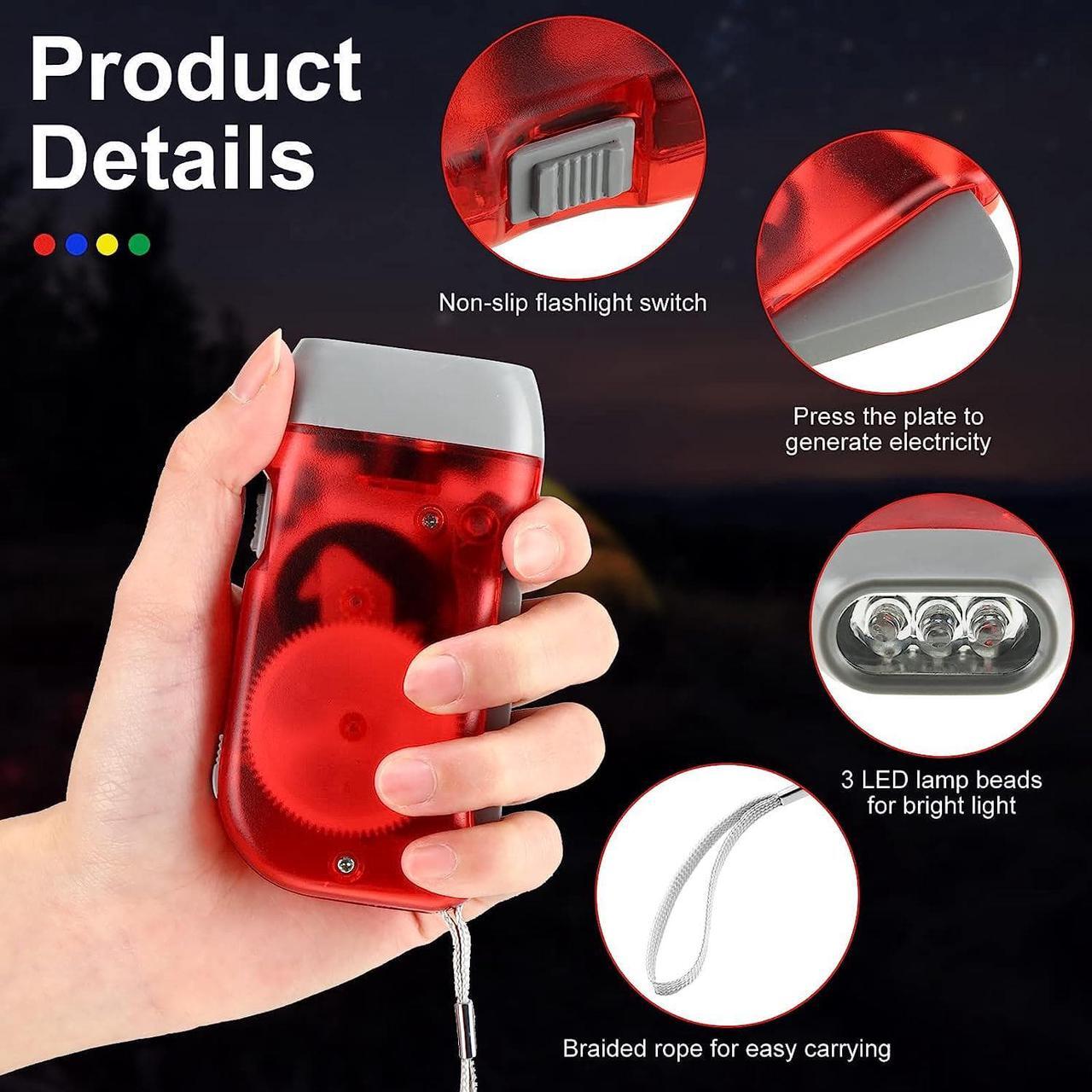 Alt view image 3 of 6 - 36 Pcs Hand Crank Flashlight Manual Powered Light No Battery Required High Lumen 3 LED Torch Mini Lamp Torch Translucent Case for Camping Emergency Survival Hurricane Storm (Yellow, Green, Blue, Red)