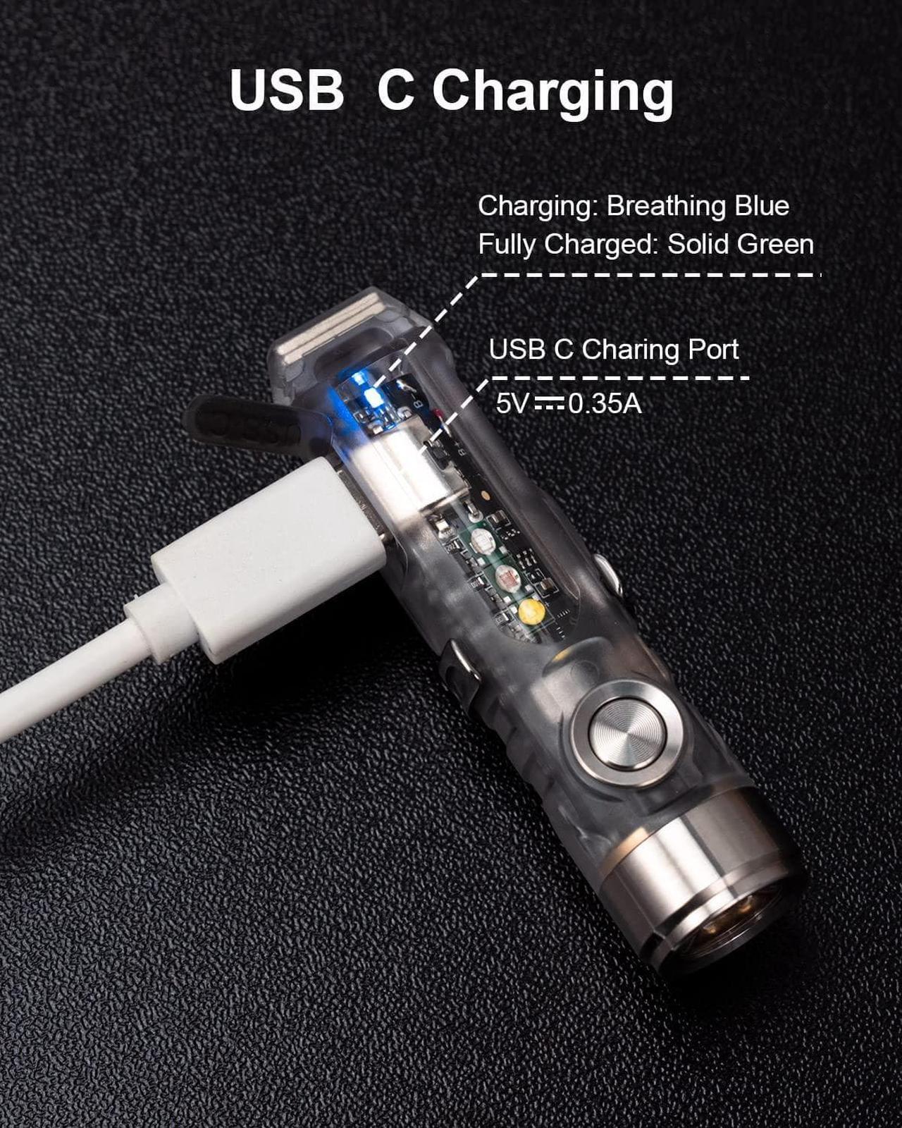 Alt view image 3 of 4 - RovyVon A8 G4 USB C Rechargeable 650 lumens Small Keychain Flashlight Super Bright Mini EDC Flashlights, Red/White/365nm Sideligts with Magnetic Clip and Tail Base for EDC Carry Outdoors