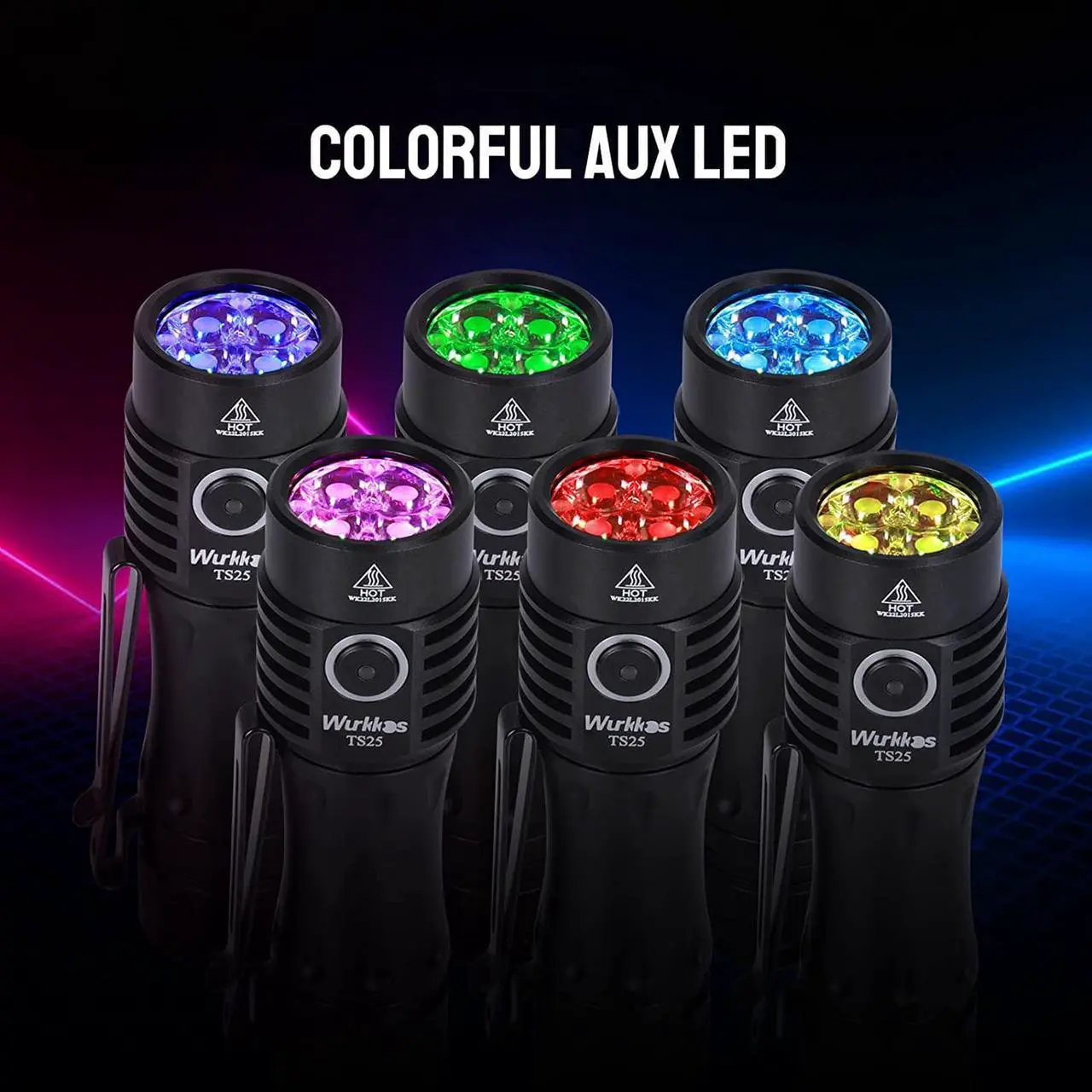 Alt view image 3 of 7 - wurkkos EDC Rechargeable Flashlights TS25 4000lm Flashlights High Lumens 4 * 519A LED Flashlight RGB Flashlight with Anduril 2.0 Pocket Flashlights Small Flashlights for Hiking(519A)