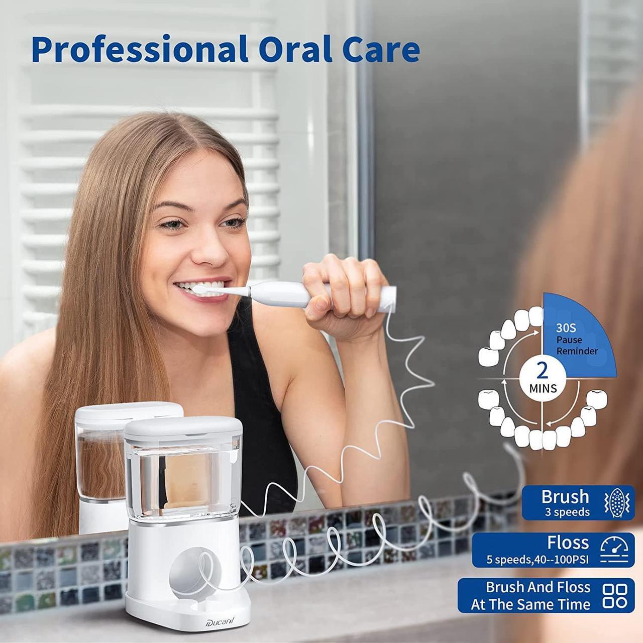 Alt view image 5 of 7 - Electric Toothbrush and Water Flosser Combo in One, 3 in1 Cordless Advanced Water Dental Flosser and Electric Toothbrush Combo 500ML Professional Flossing Toothbrush Rechargeable Teeth Cleaner Picks
