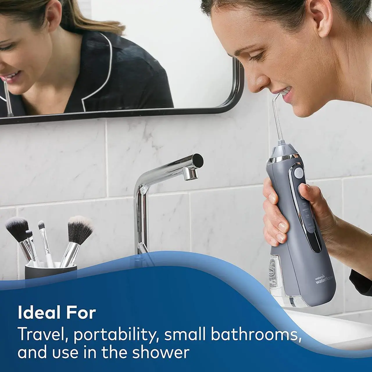 Alt view image 2 of 6 - Waterpik Cordless Advanced Water Flosser For Teeth, Gums, Braces, Dental Care With Travel Bag and 4 Tips, ADA Accepted, Rechargeable, Portable, and Waterproof, Gray WP-567