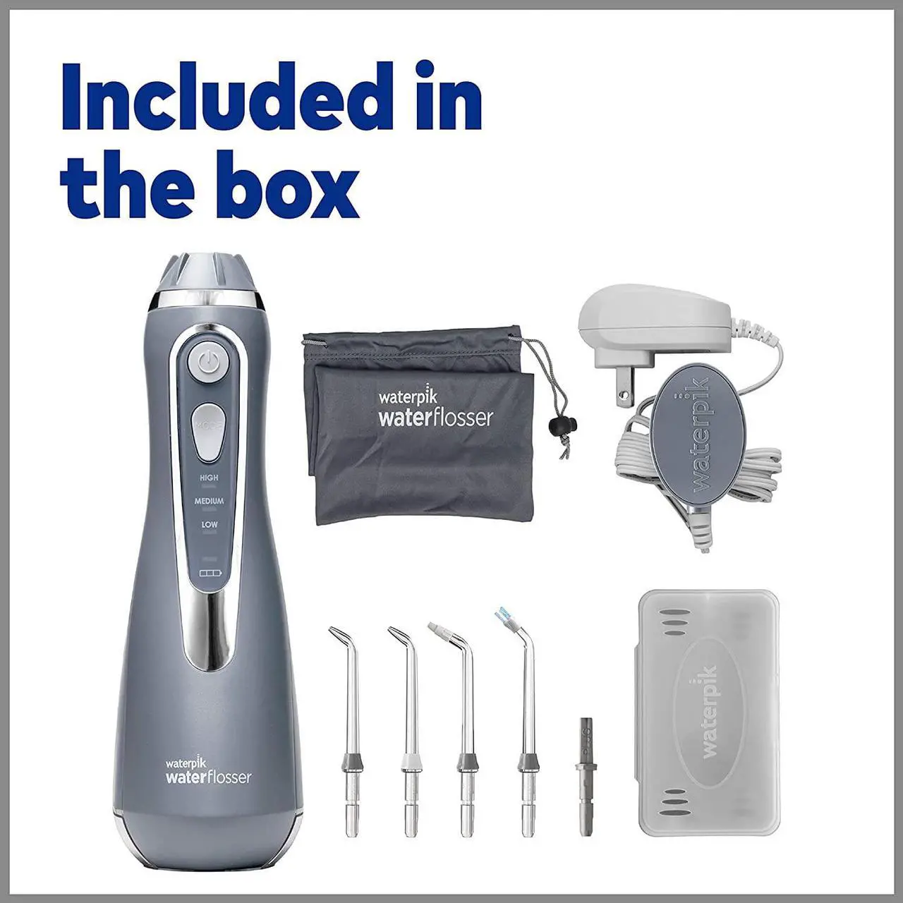 Alt view image 5 of 6 - Waterpik Cordless Advanced Water Flosser For Teeth, Gums, Braces, Dental Care With Travel Bag and 4 Tips, ADA Accepted, Rechargeable, Portable, and Waterproof, Gray WP-567
