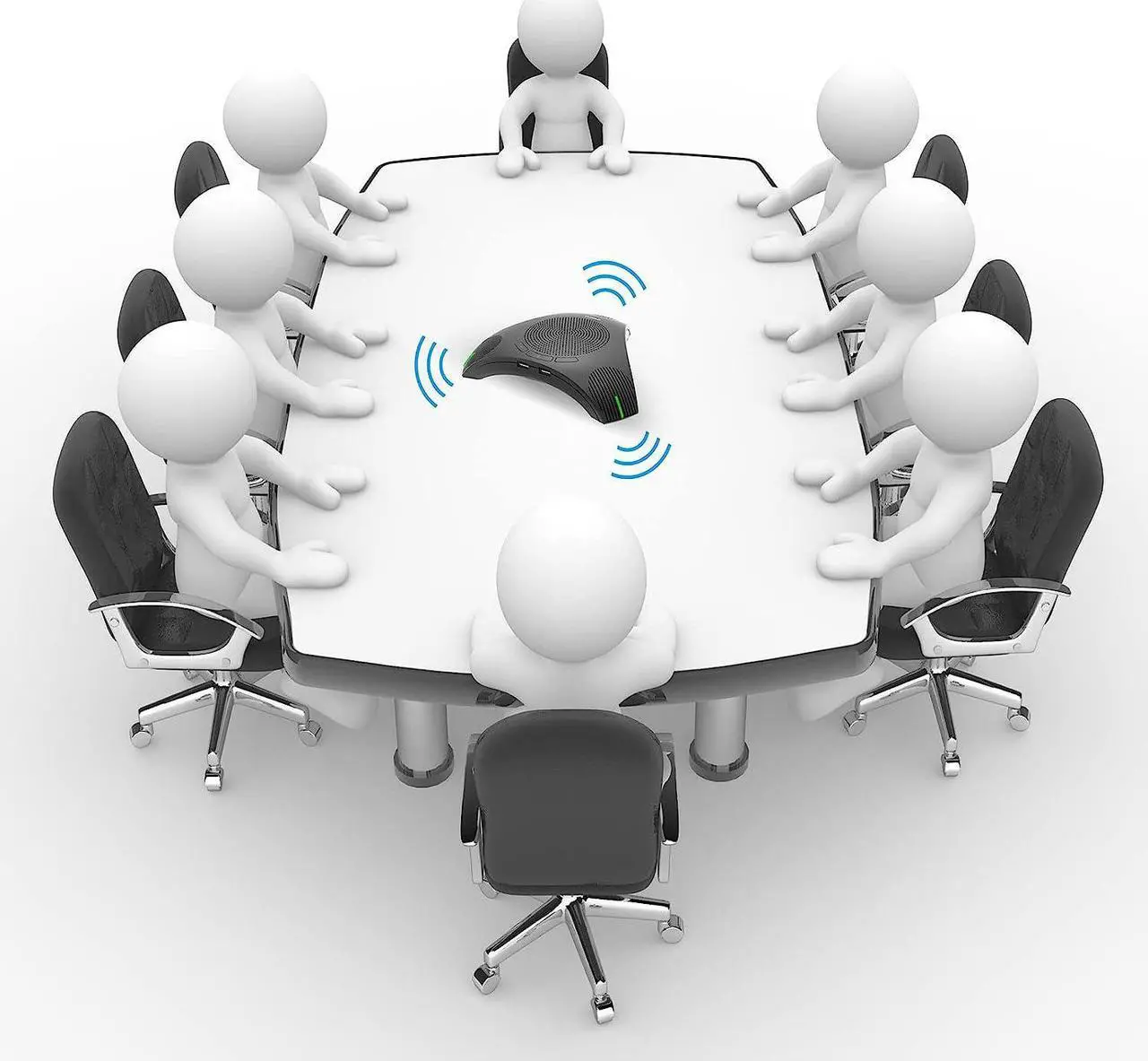 Alt view image 3 of 7 - USB Speakerphone with Dual Hub - Conference Room Omnidirectional Microphone and Speaker, Computer Speakers with Microphone for Home Office, 360° Voice Pickup & Noise Reduction Mics for 8-10 People