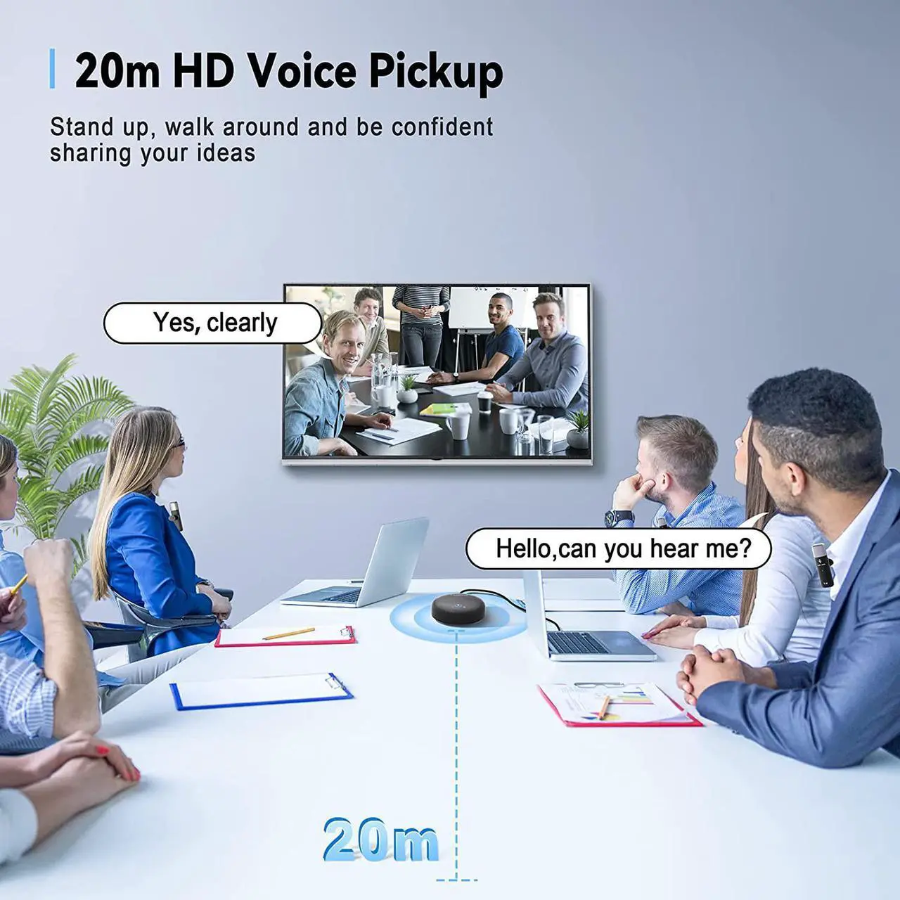 Alt view image 2 of 6 - Conference Speaker and Microphone, USB Speakerphone w/Muteable/65ft Wireless Distance/360° Pickup & Noise Cancellation Conference Room Omnidirectional Microphone for Home Office