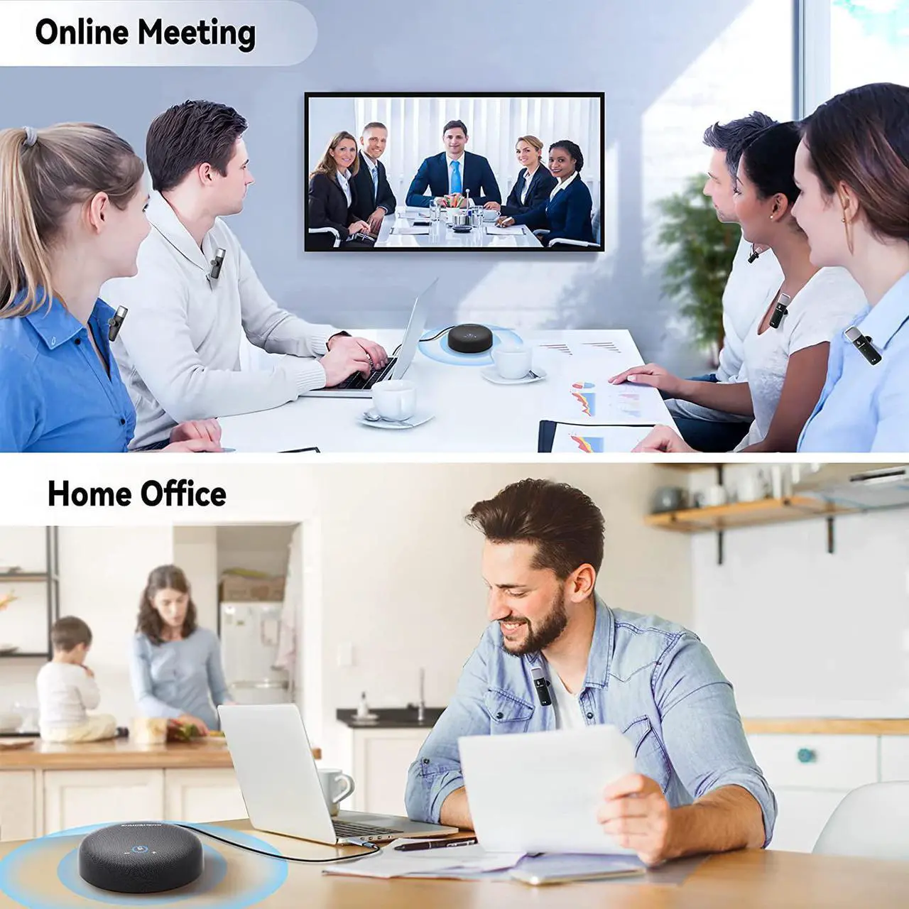 Alt view image 5 of 6 - Conference Speaker and Microphone, USB Speakerphone w/Muteable/65ft Wireless Distance/360° Pickup & Noise Cancellation Conference Room Omnidirectional Microphone for Home Office
