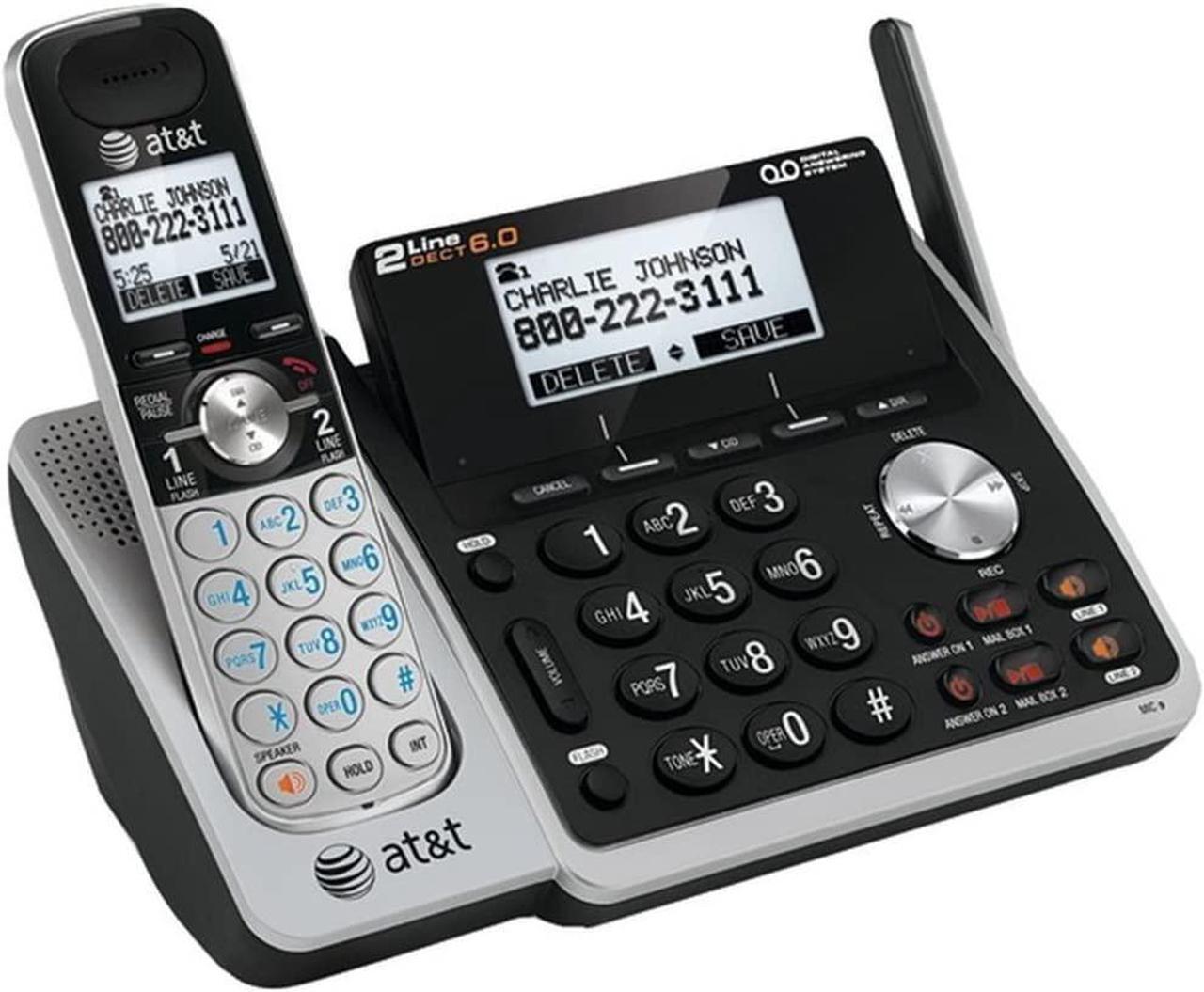 Alt view image 2 of 3 - AT&T TL88102 DECT 6.0 2-Line Expandable Cordless Phone with Answering System and Dual Caller ID/Call Waiting, 1 Handset, Silver/Black