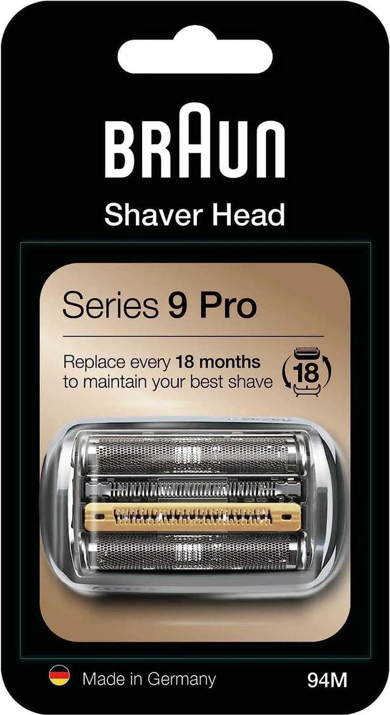 Main image of Braun Shaver Head Replacement Part 94M Silver, Compatible with Series 9 Pro and Series 9 Electric Razors for Men
