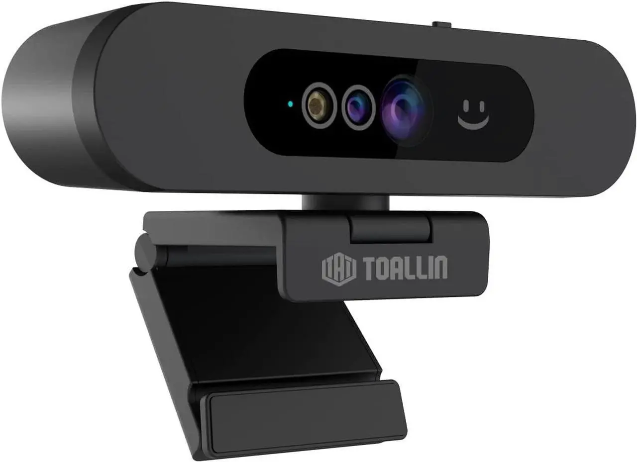 Main image of TOALLIN 1080P Full HD Webcam for Windows Hello Face Login, IR Facial Recognition Camera, Windows Hello Compatible Webcam with Microphone, Computer Camera, Wide Angle View USB Webcam with Privacy Cover