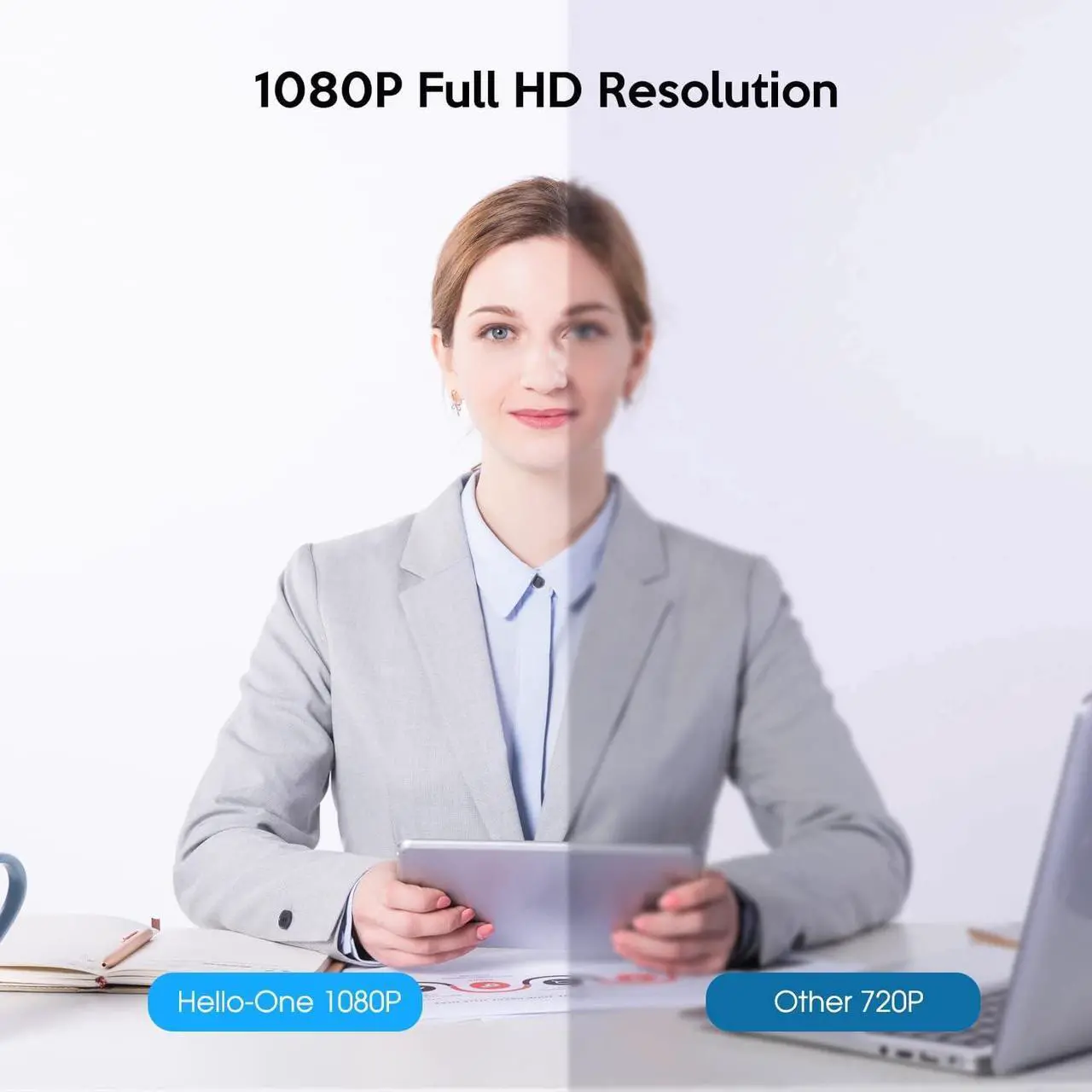 Alt view image 3 of 7 - TOALLIN 1080P Full HD Webcam for Windows Hello Face Login, IR Facial Recognition Camera, Windows Hello Compatible Webcam with Microphone, Computer Camera, Wide Angle View USB Webcam with Privacy Cover