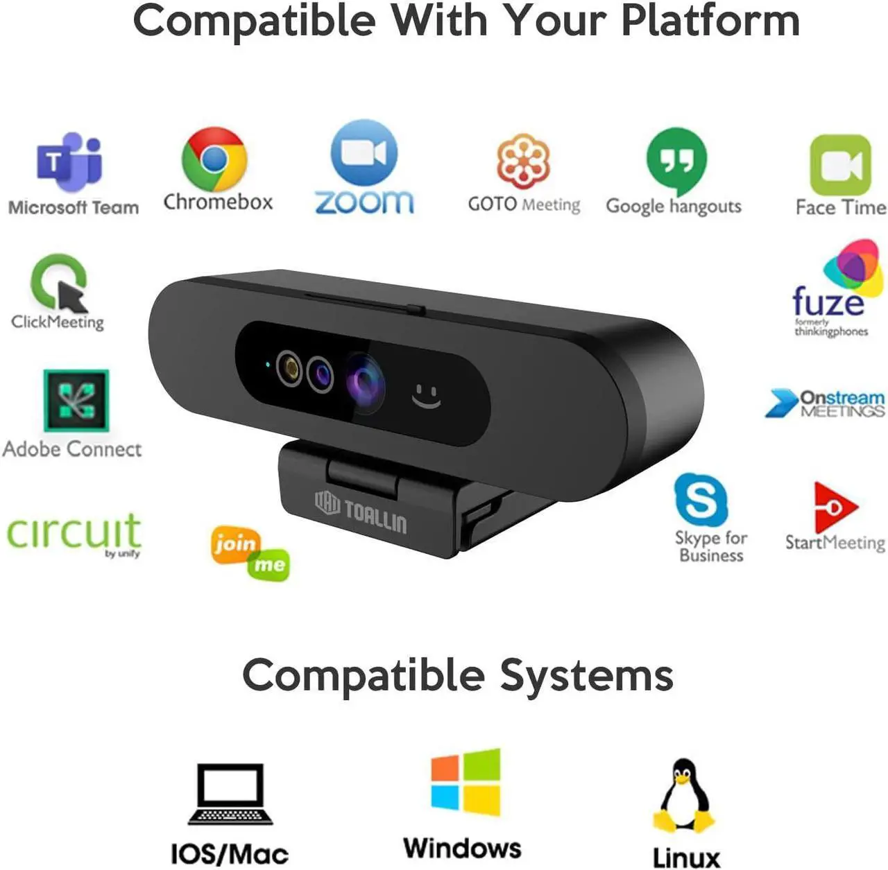 Alt view image 7 of 7 - TOALLIN 1080P Full HD Webcam for Windows Hello Face Login, IR Facial Recognition Camera, Windows Hello Compatible Webcam with Microphone, Computer Camera, Wide Angle View USB Webcam with Privacy Cover