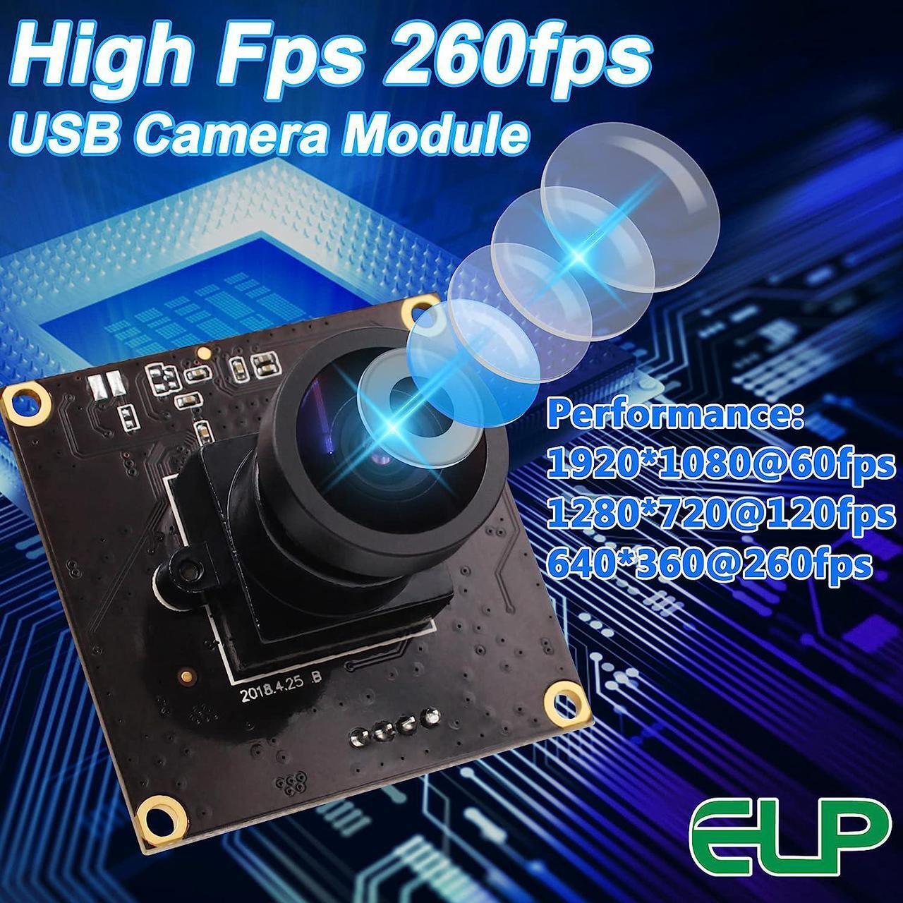 Alt view image 4 of 7 - ELP USB with Camera 2.9mm Wide Angle Lens 1080P Free Driver Camera Module,260FPS@360P 120FPS@720P 60FPS@1080P High Frame Webcam,USB Camera Linux Windows Android Mac Os