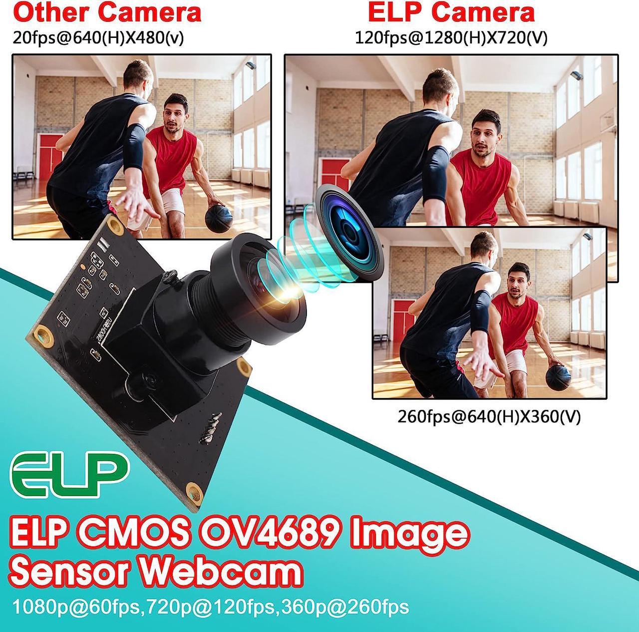 Alt view image 6 of 7 - ELP USB with Camera 2.9mm Wide Angle Lens 1080P Free Driver Camera Module,260FPS@360P 120FPS@720P 60FPS@1080P High Frame Webcam,USB Camera Linux Windows Android Mac Os