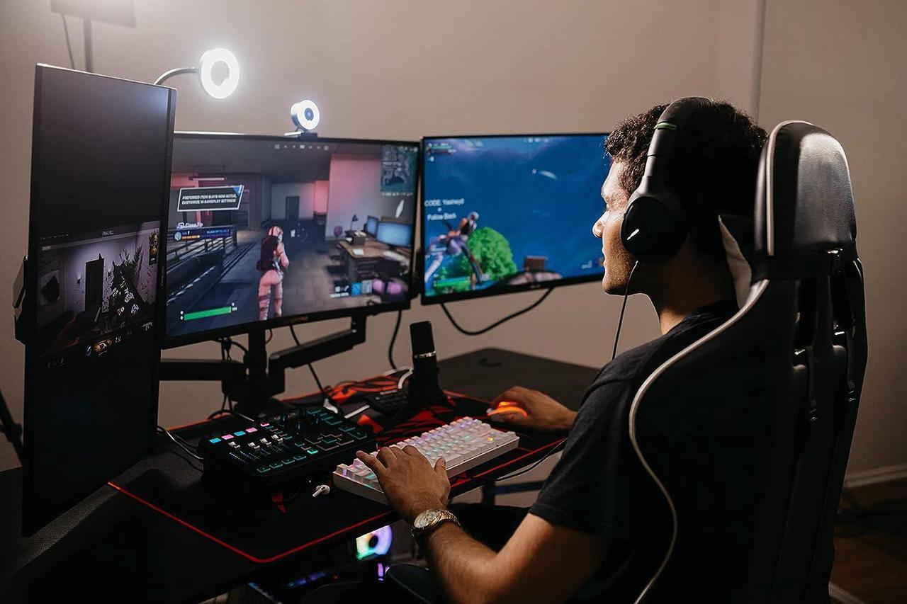 Alt view image 5 of 7 - Live Streaming Kit- Perfect for Streaming Video Games on Twitch, YouTube, Podcasts and Working from Home. Includes 1920x1080p Webcam, Professional USB Microphone, and One LED Multi-Color Ringlight