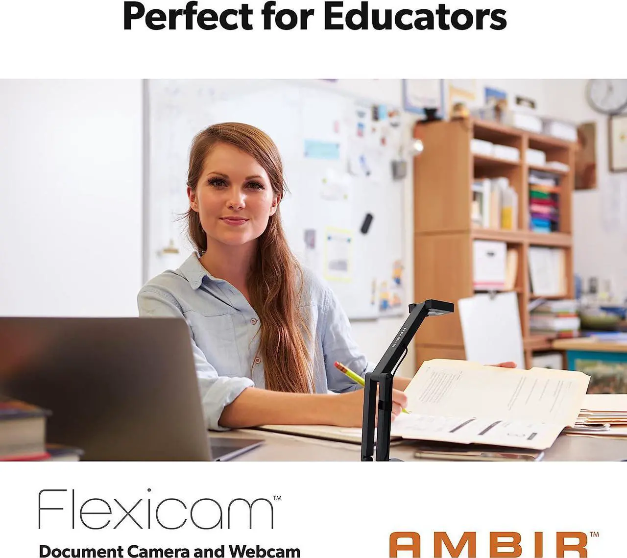 Alt view image 4 of 5 - AMBIR Flexicam 2in1 USB Document/Web Camera with case-4K Video,Noise canceling Microphone, Internal Light. Supports Zoom,Teams,Google Meet,Facetime,Photobooth and Webex. Windows,Mac,and Chromebook