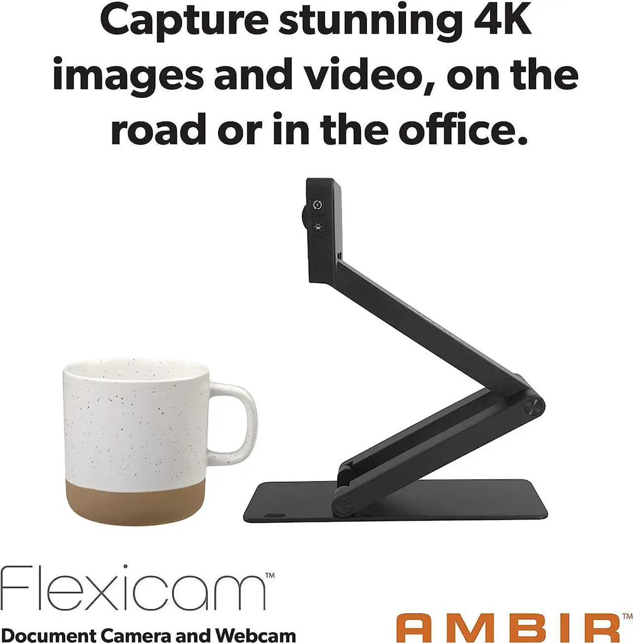 Alt view image 5 of 5 - AMBIR Flexicam 2in1 USB Document/Web Camera with case-4K Video,Noise canceling Microphone, Internal Light. Supports Zoom,Teams,Google Meet,Facetime,Photobooth and Webex. Windows,Mac,and Chromebook